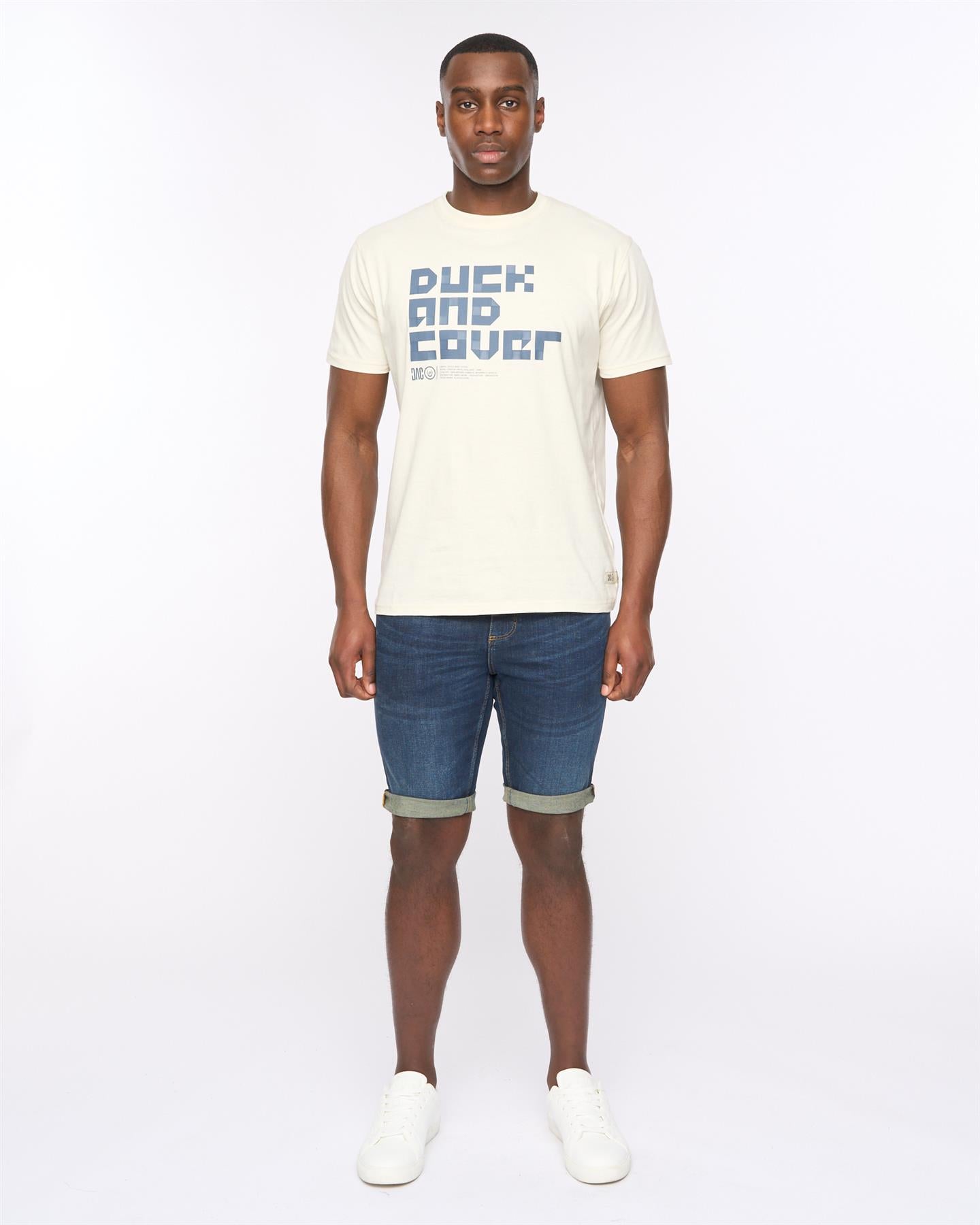 Duck and Cover Mens Mustone Denim Shorts Raw Wash