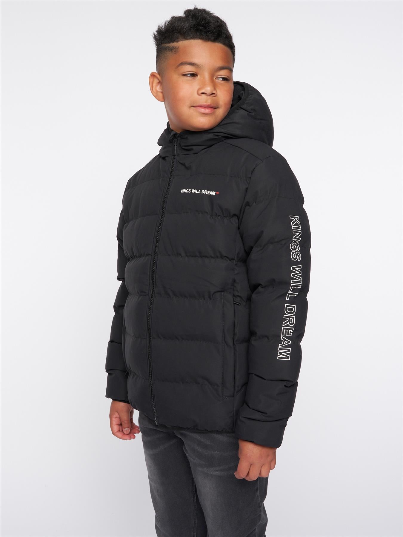 Kamon Short Puffer Jacket Black