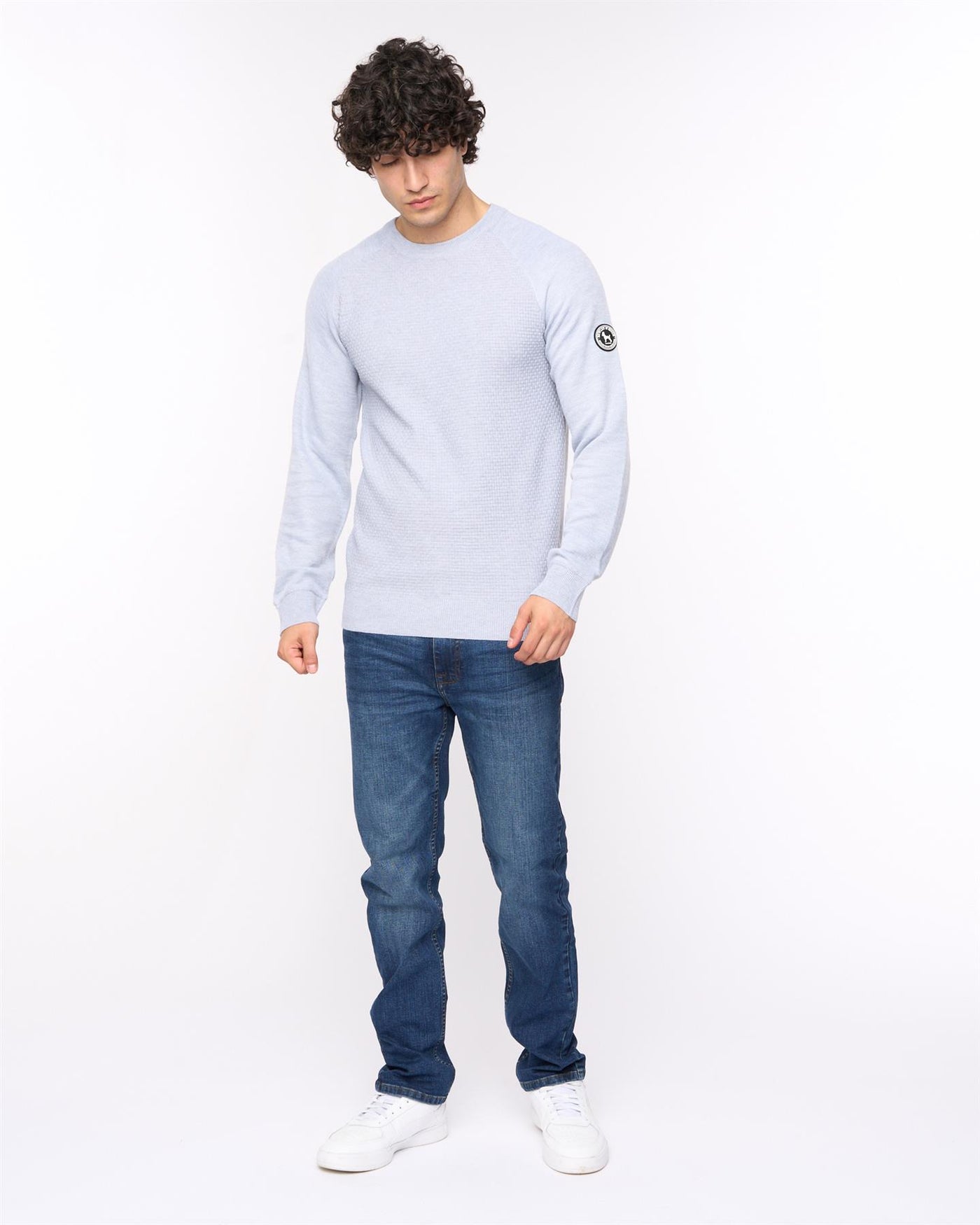 Mens  Crestfield Crew Knit Light Grey Marl