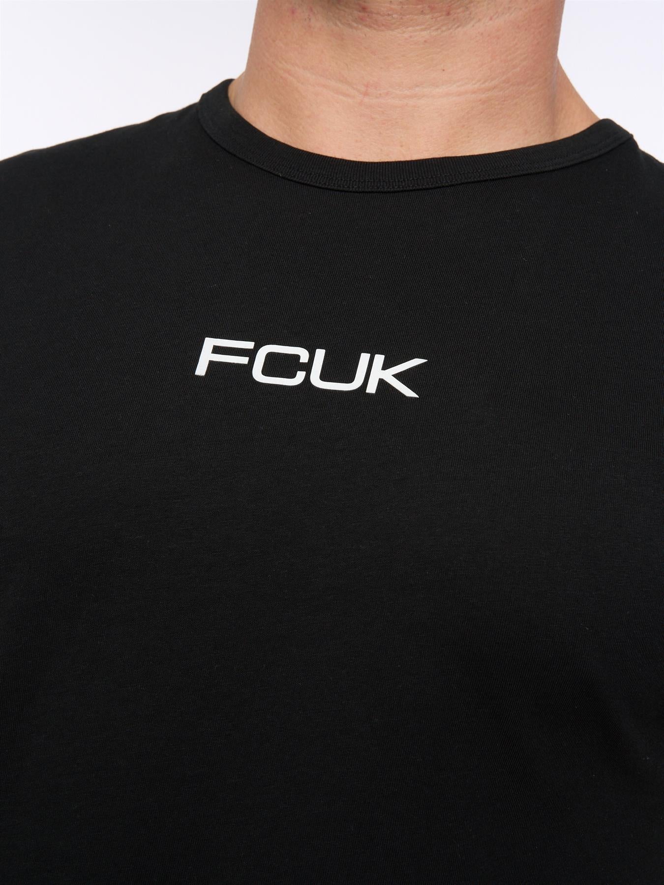 Mens FCUK Chest Build T-Shirt Black