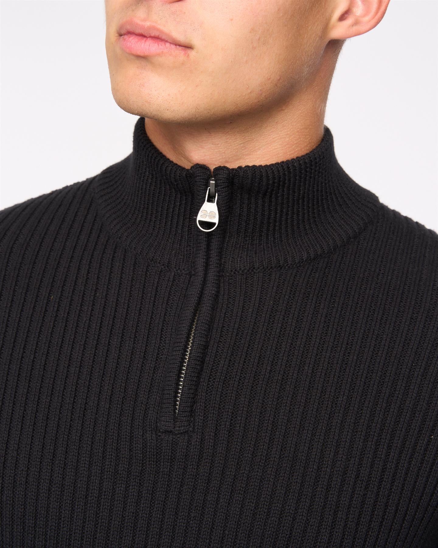 Mens Havaline 1/4 Zip Knit Black