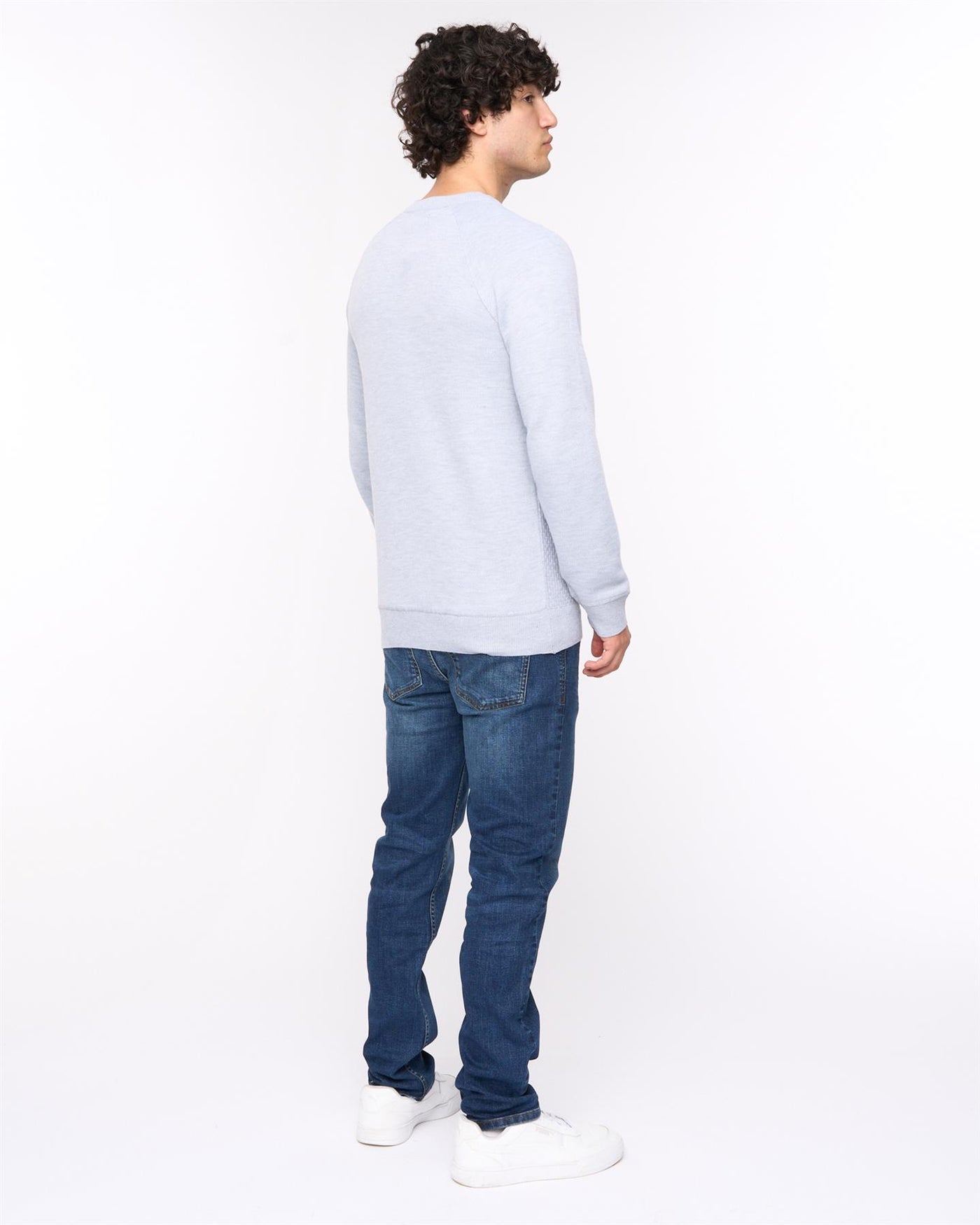 Mens  Crestfield Crew Knit Light Grey Marl