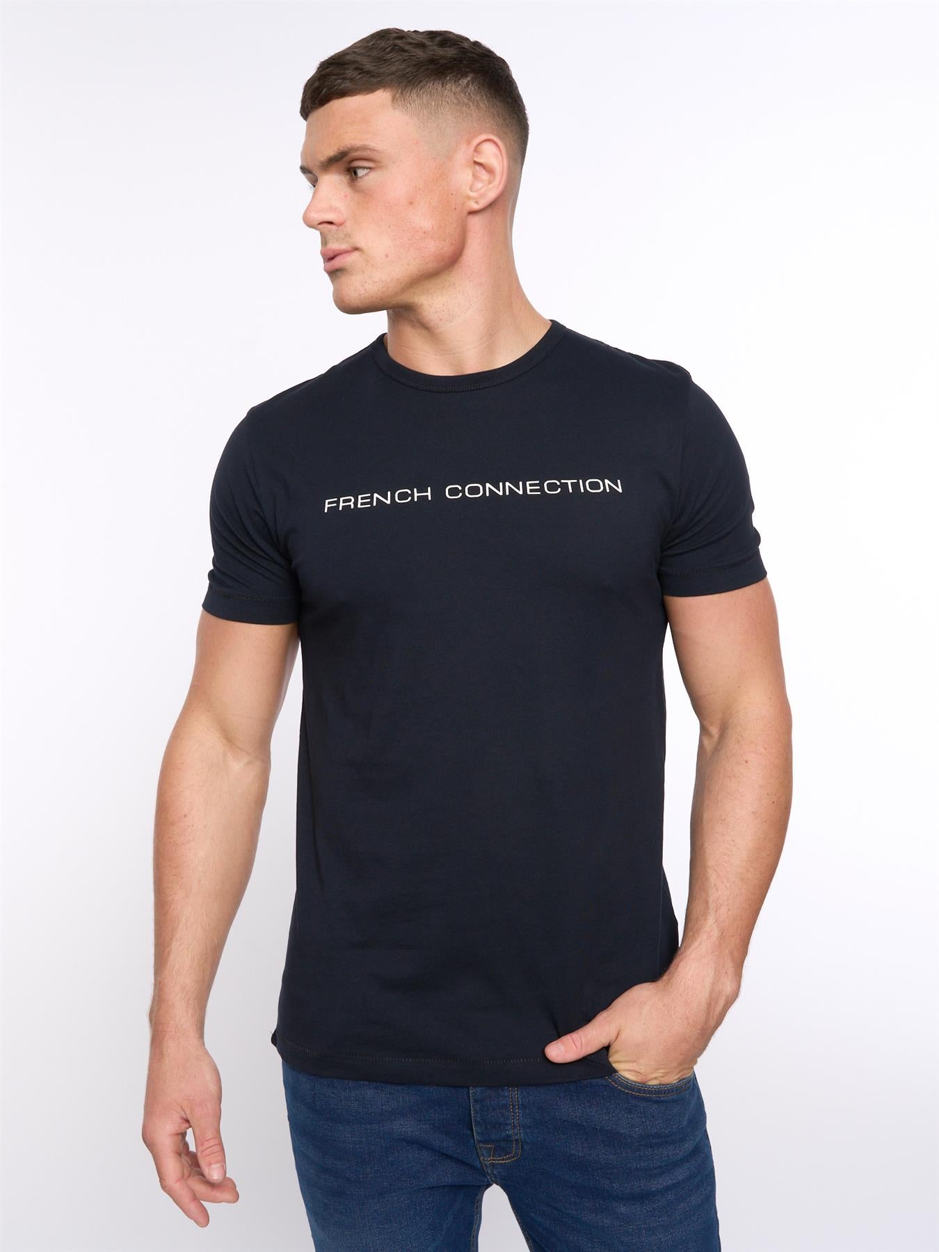 Mens French Connection T-Shirt Black/White