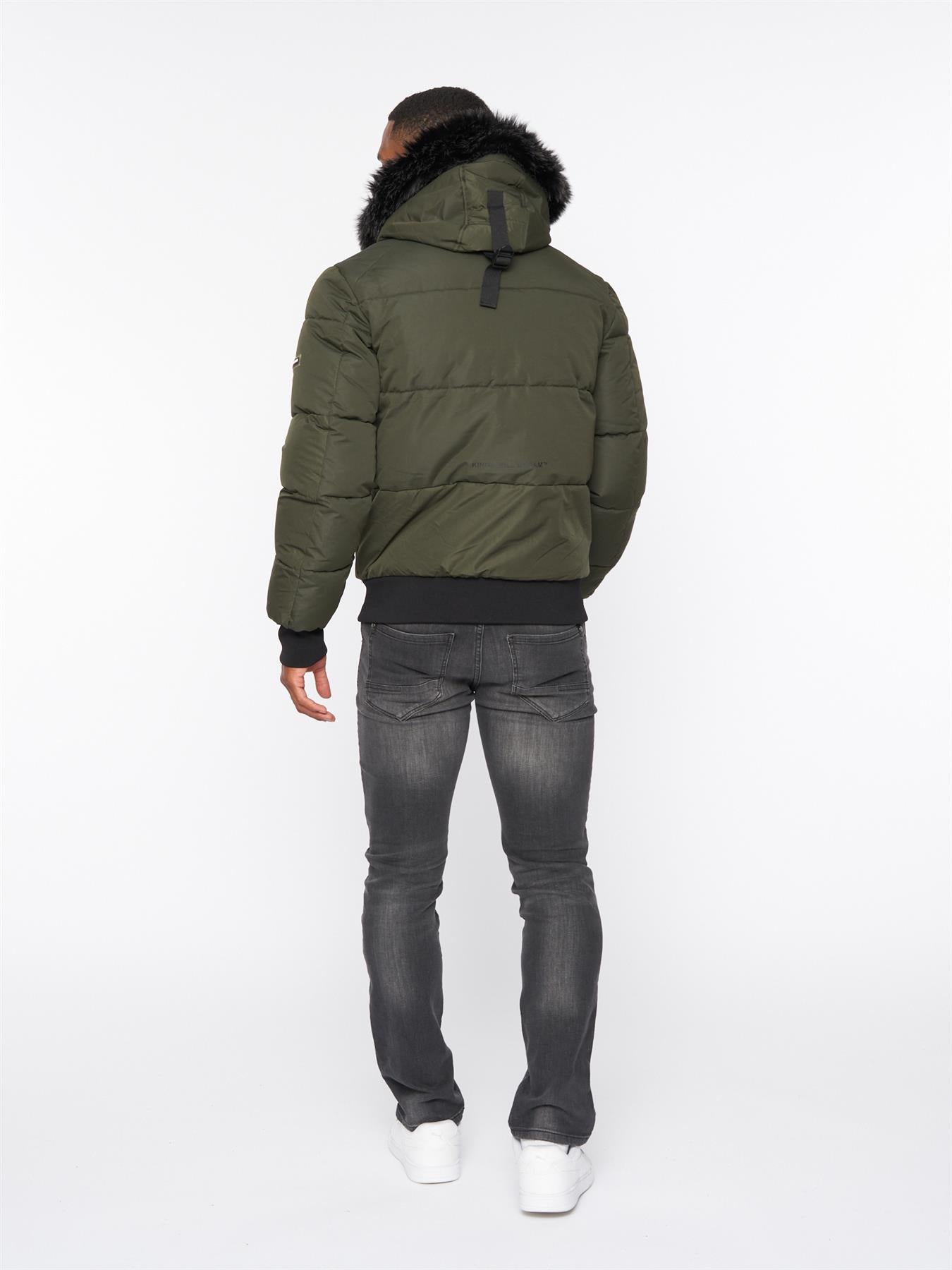 Zander Puffer Bomber Jacket Dark Khaki