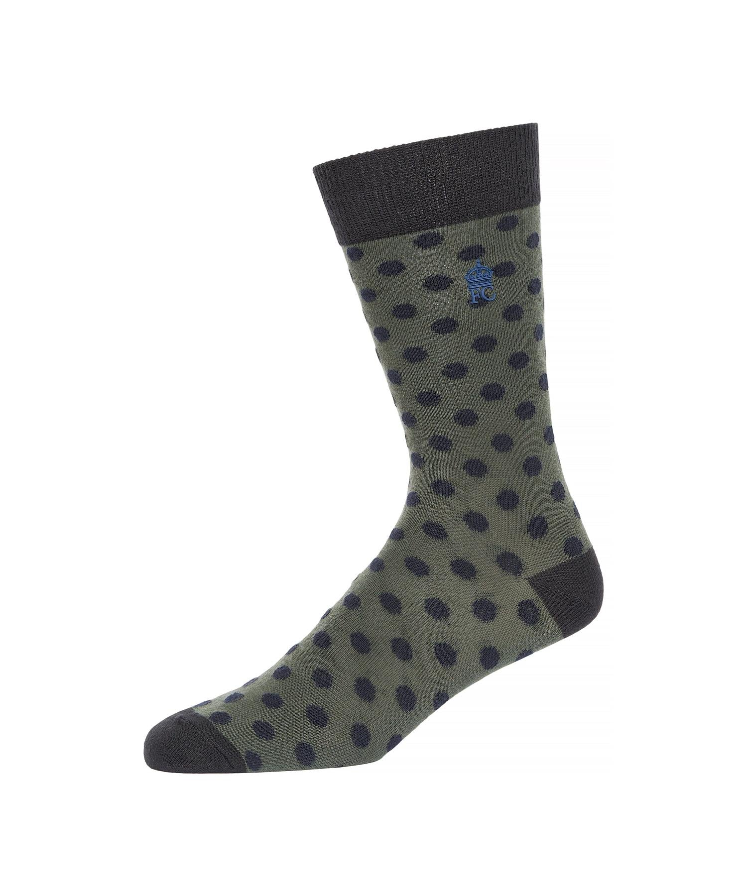 Mens Dot Socks 3pk Marine/Dark Green