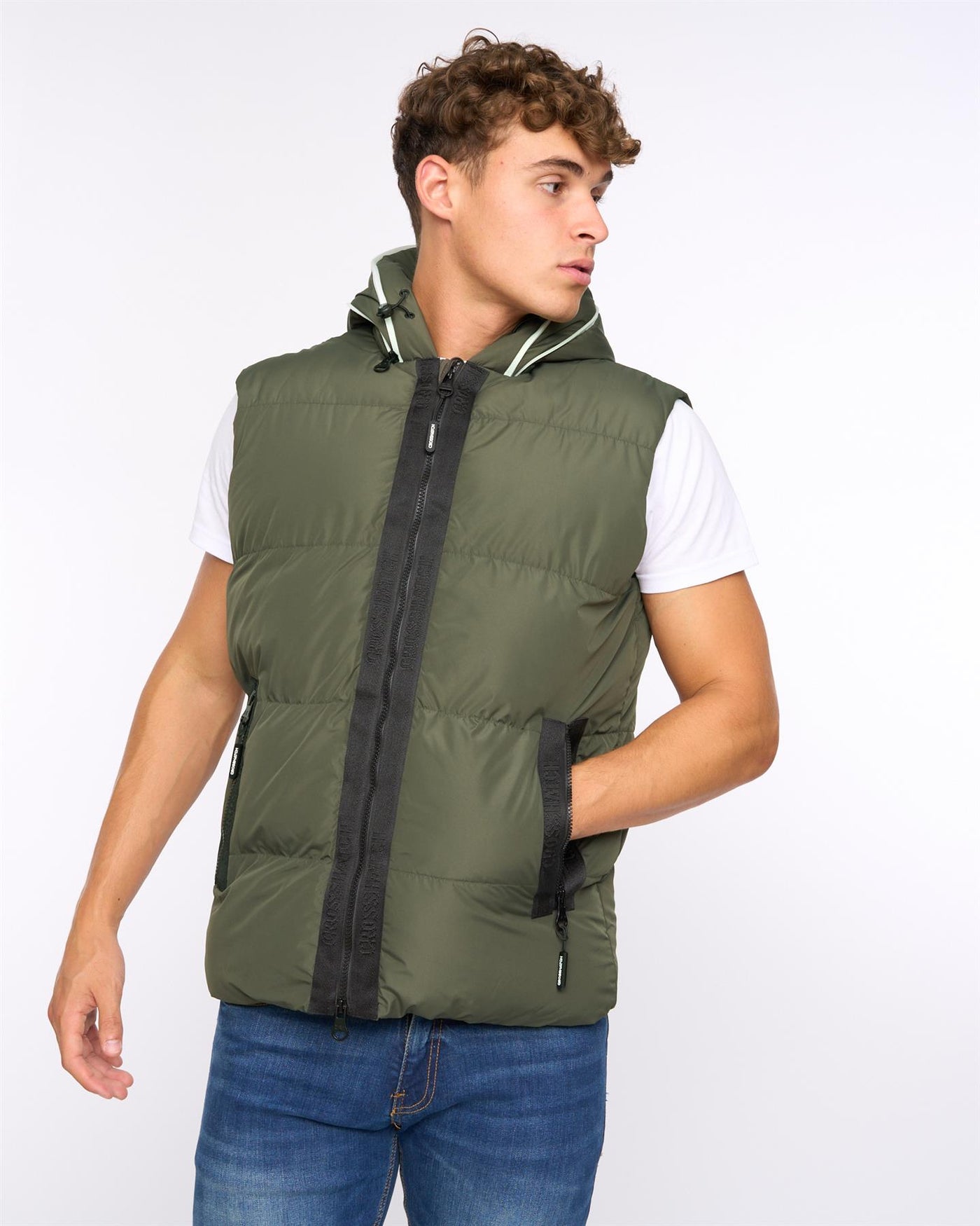 Mens Sandbox Hooded Gilet Olive