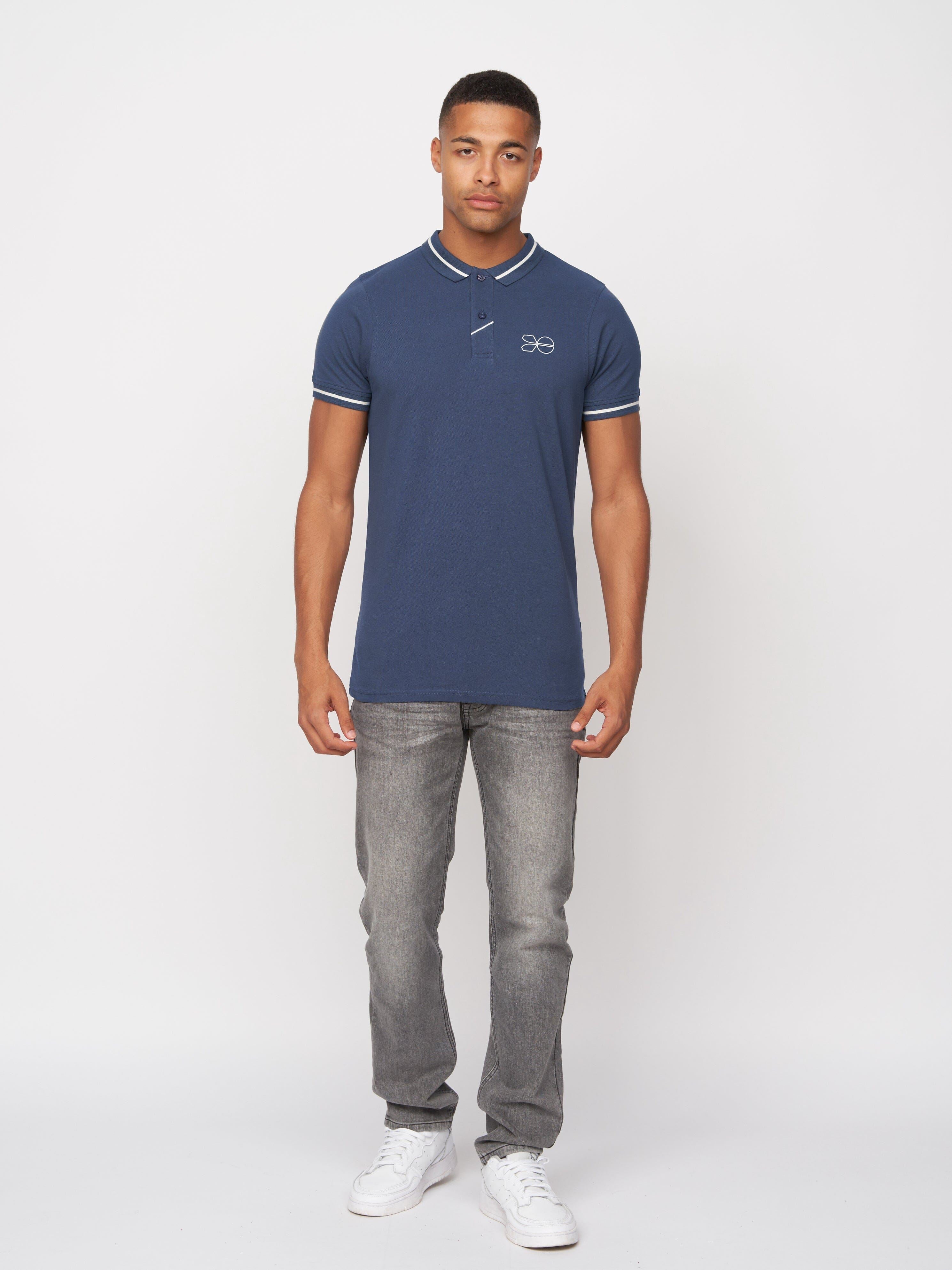 Mens Tata Polo Denim Blue