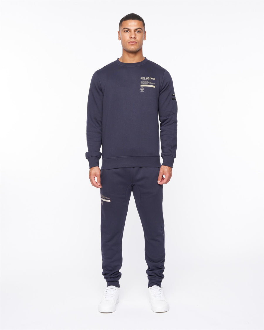 Mens Jennerkins Crew Sweat & Joggers Set Navy