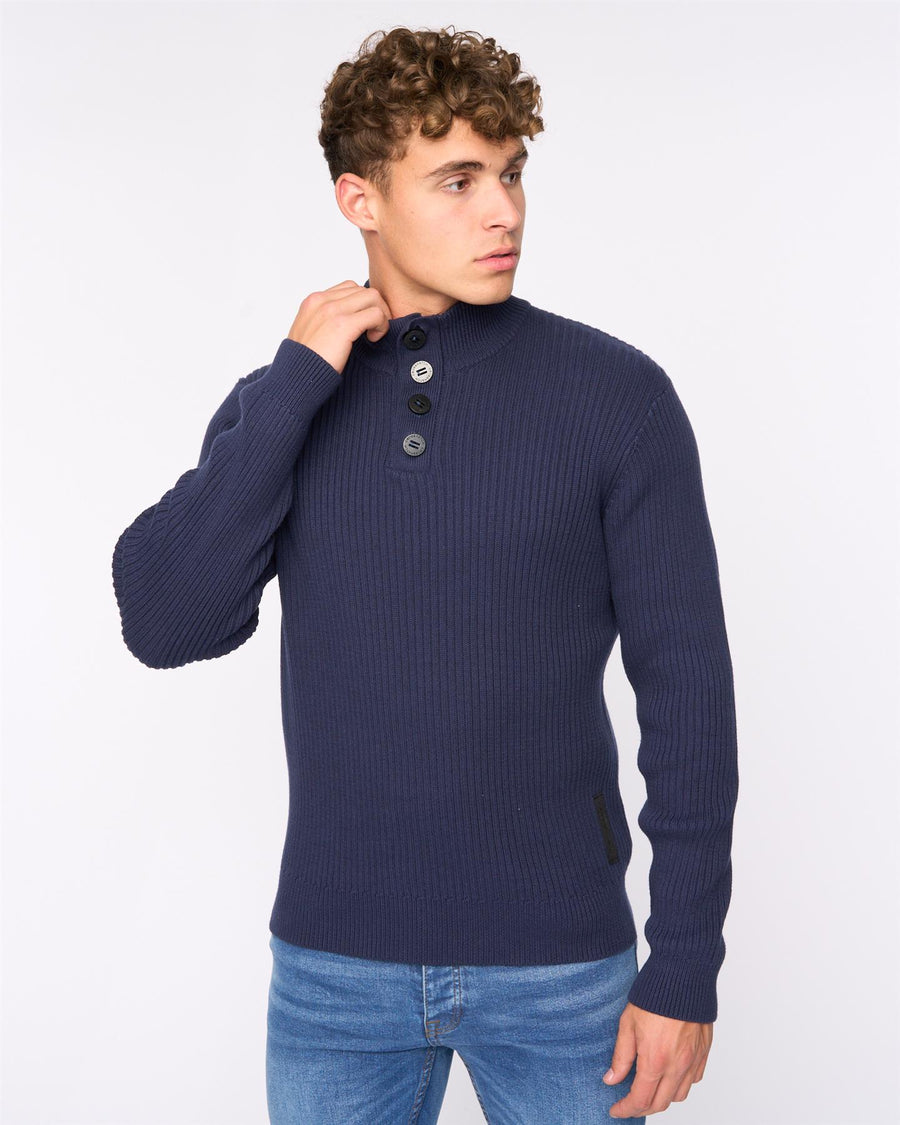 Mens Wellburys Chunky Knit Navy