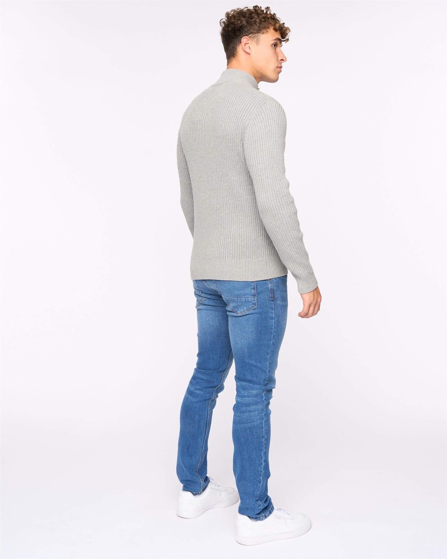 Mens Wellburys Chunky Knit Grey Marl