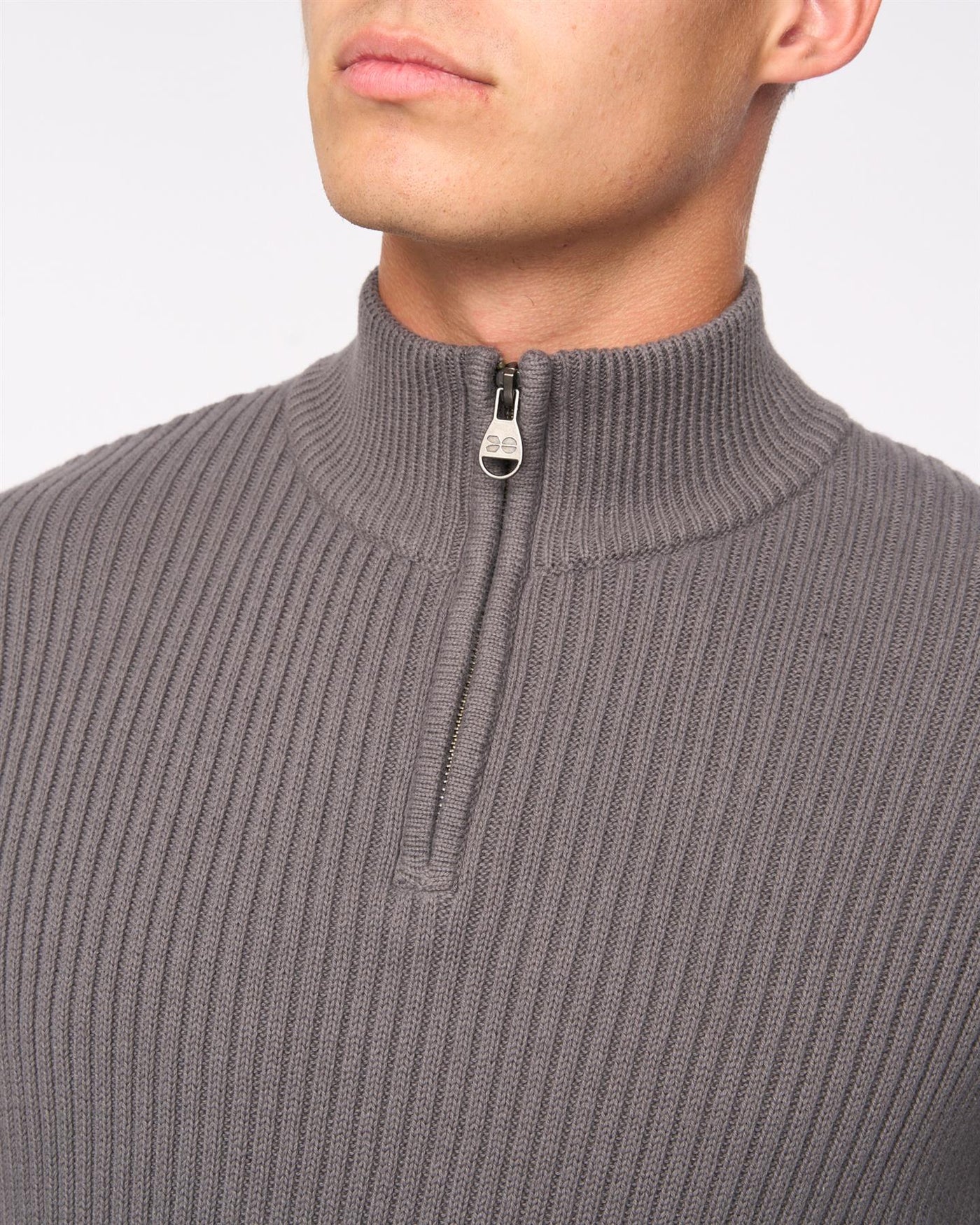 Mens Havaline 1/4 Zip Knit Charcoal Grey