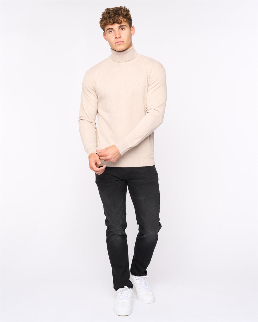 Mens  Cliveden Turtle Neck Knit Off White Marl