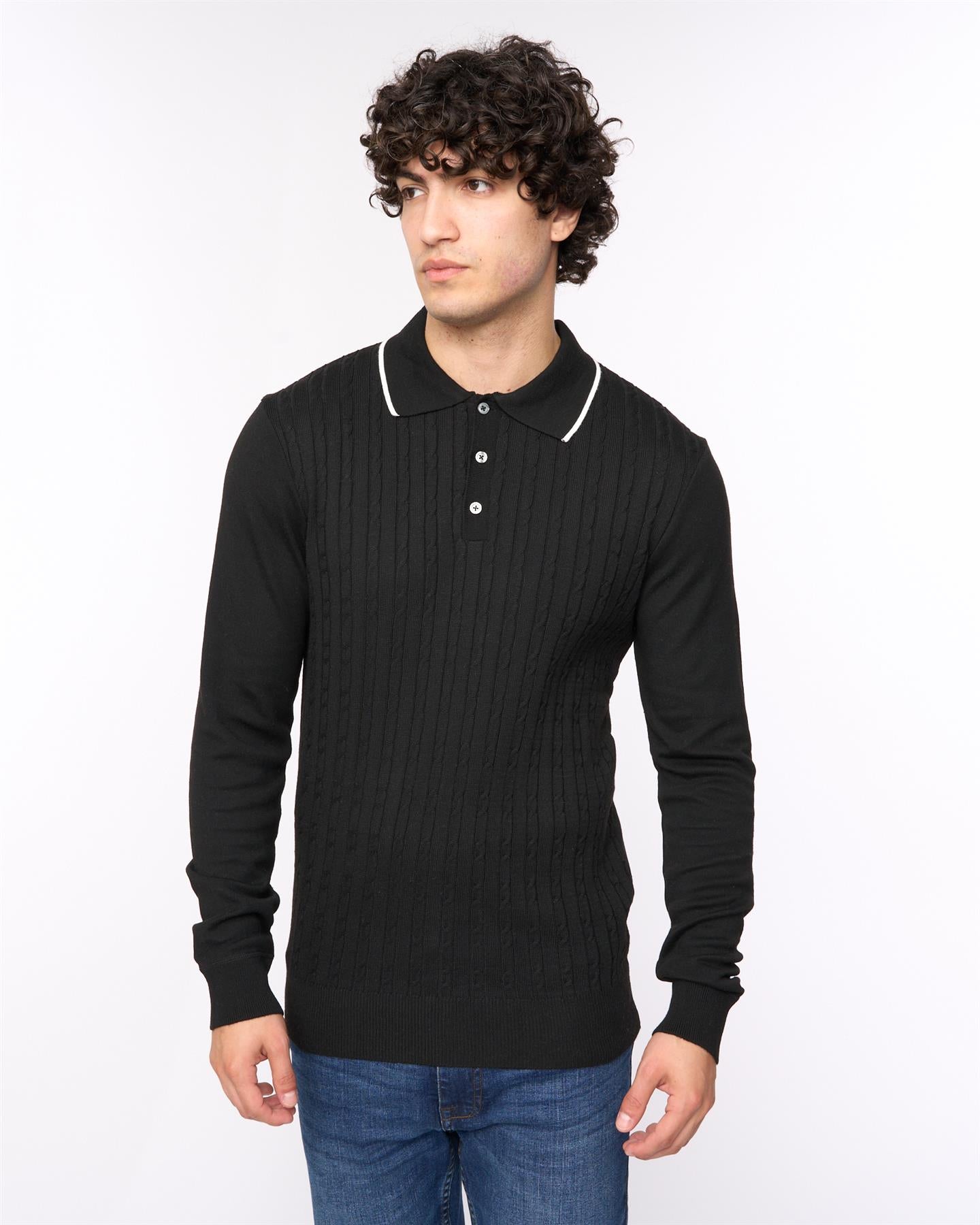 Mens  Ambrosden Polo Neck Knit Black