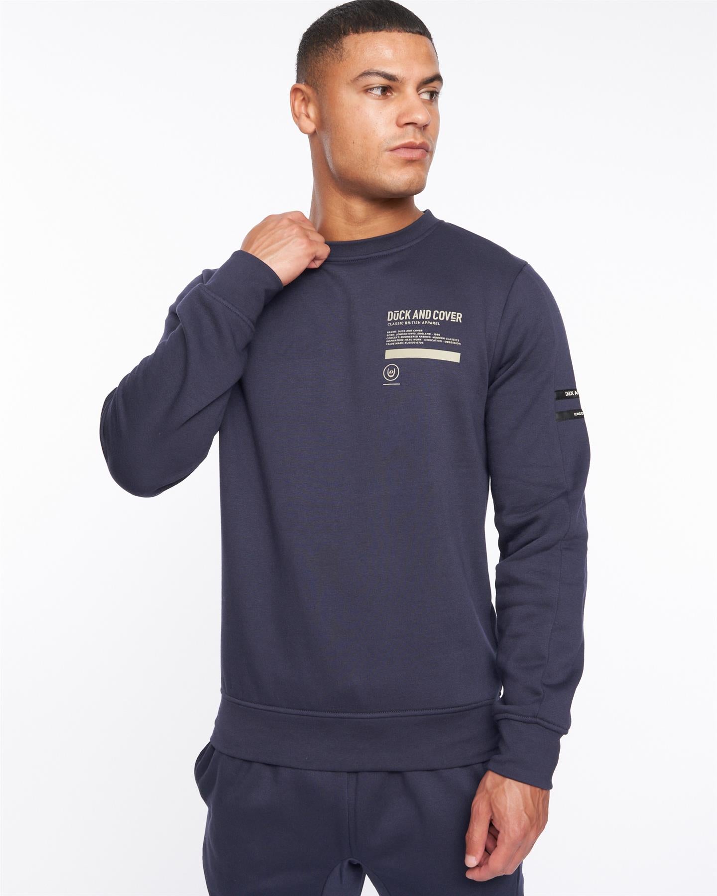 Mens Jennerkins Crew Sweat & Joggers Set Navy