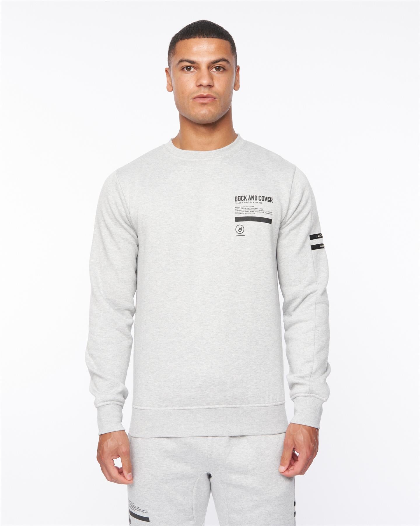 Mens Jennerkins Crew Sweat & Joggers Set Grey Marl