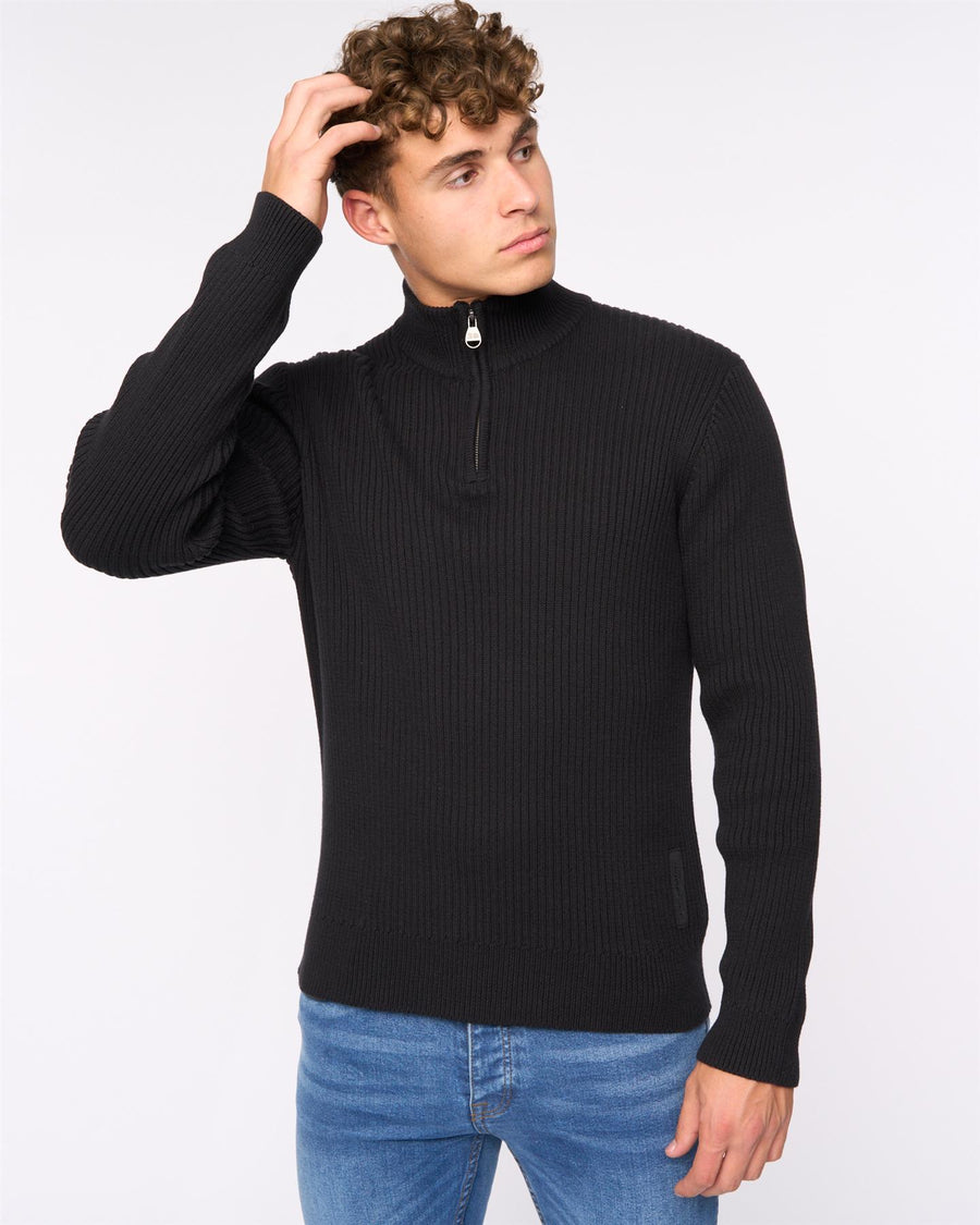 Mens Havaline 1/4 Zip Knit Black