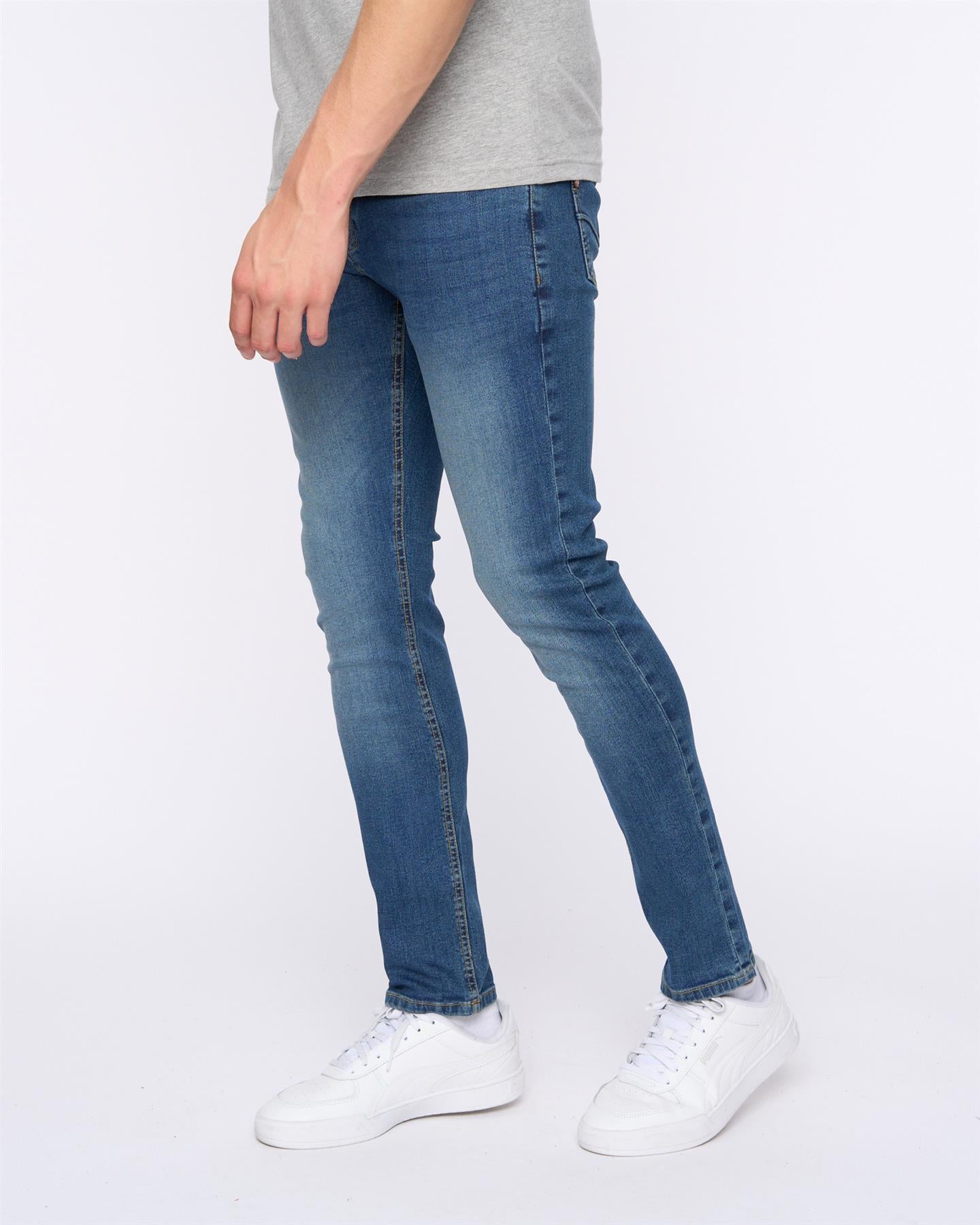 Mens Overburg Tapered Jeans Mid Wash