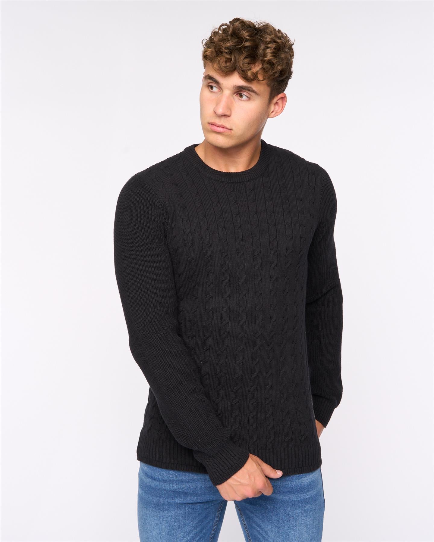 Mens Kabstars Cable Knit Black