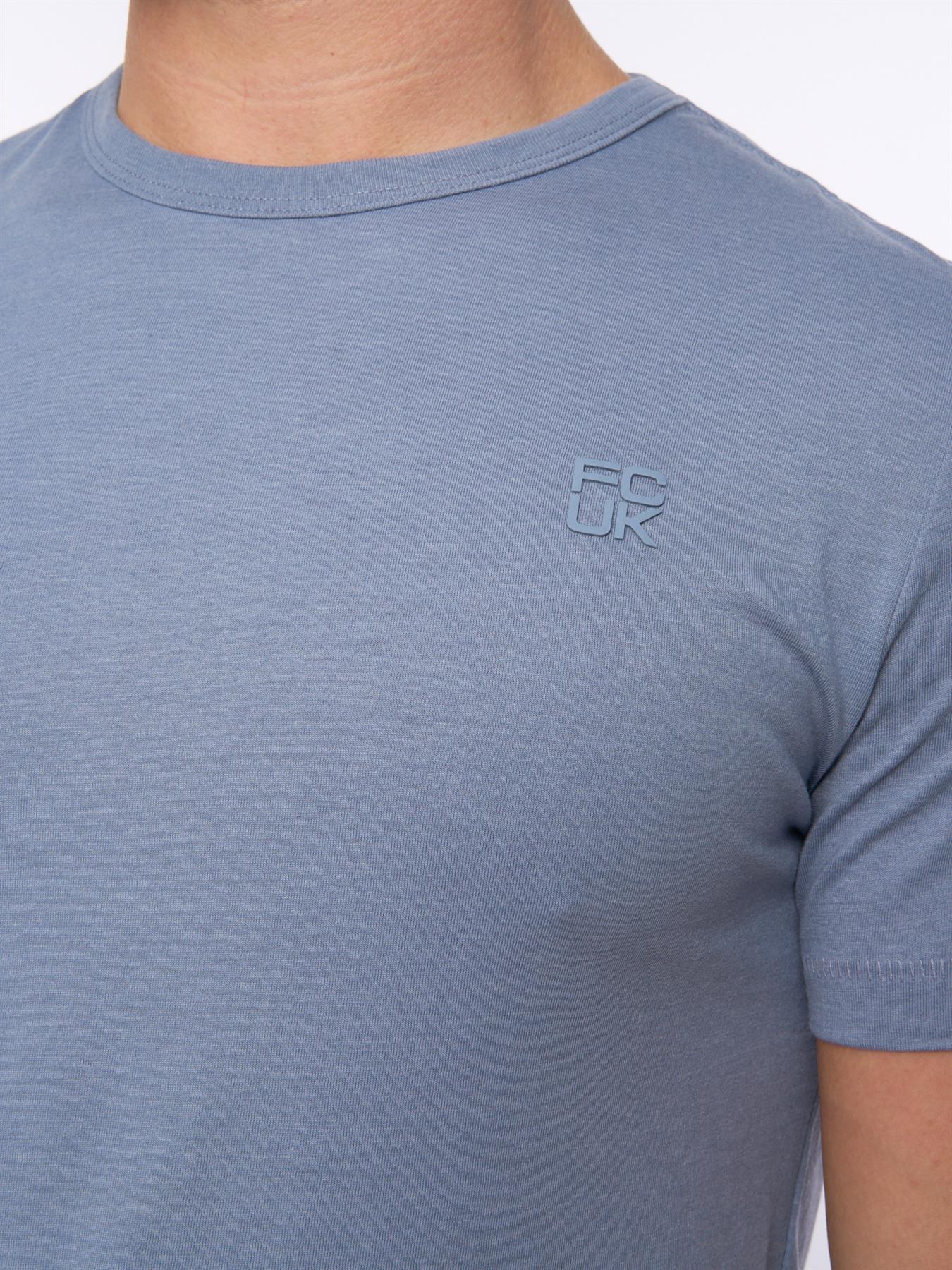 Mens FCUK Stack T-Shirt Light Blue Melange