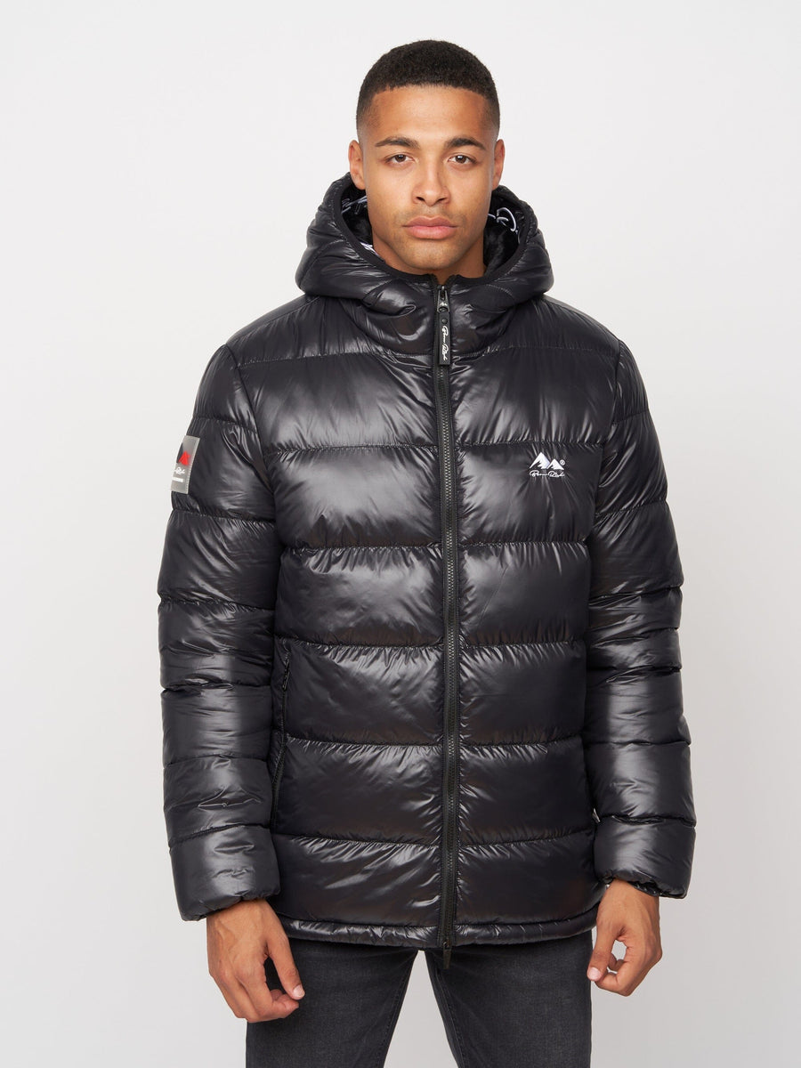 Deargo Mid Length Slim Fit Puffa Jacket Black