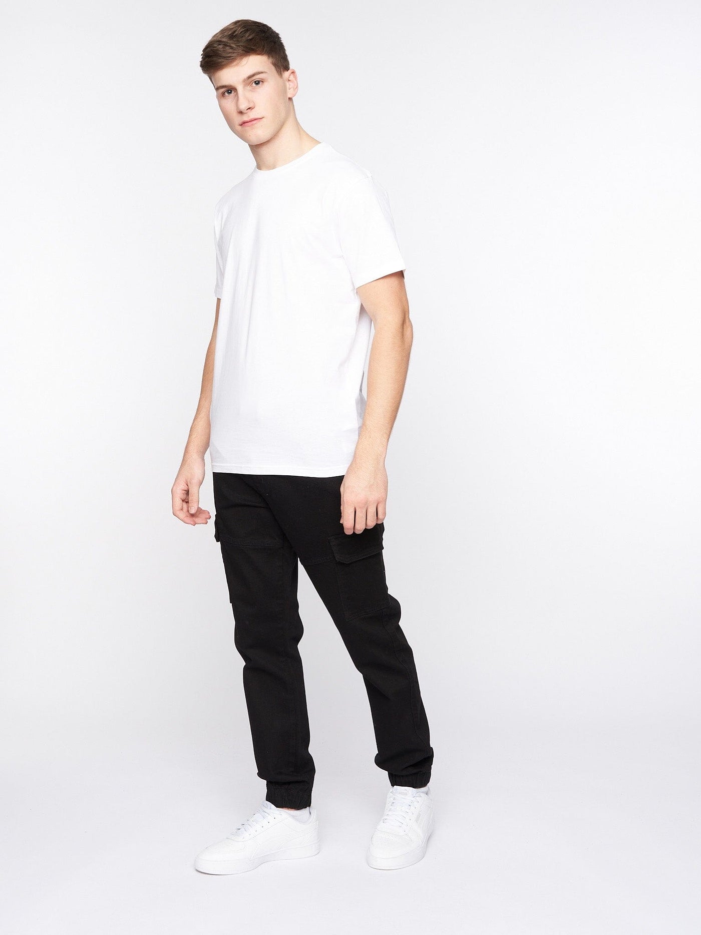 Malimore Cargo Cuff Jeans Solid Black