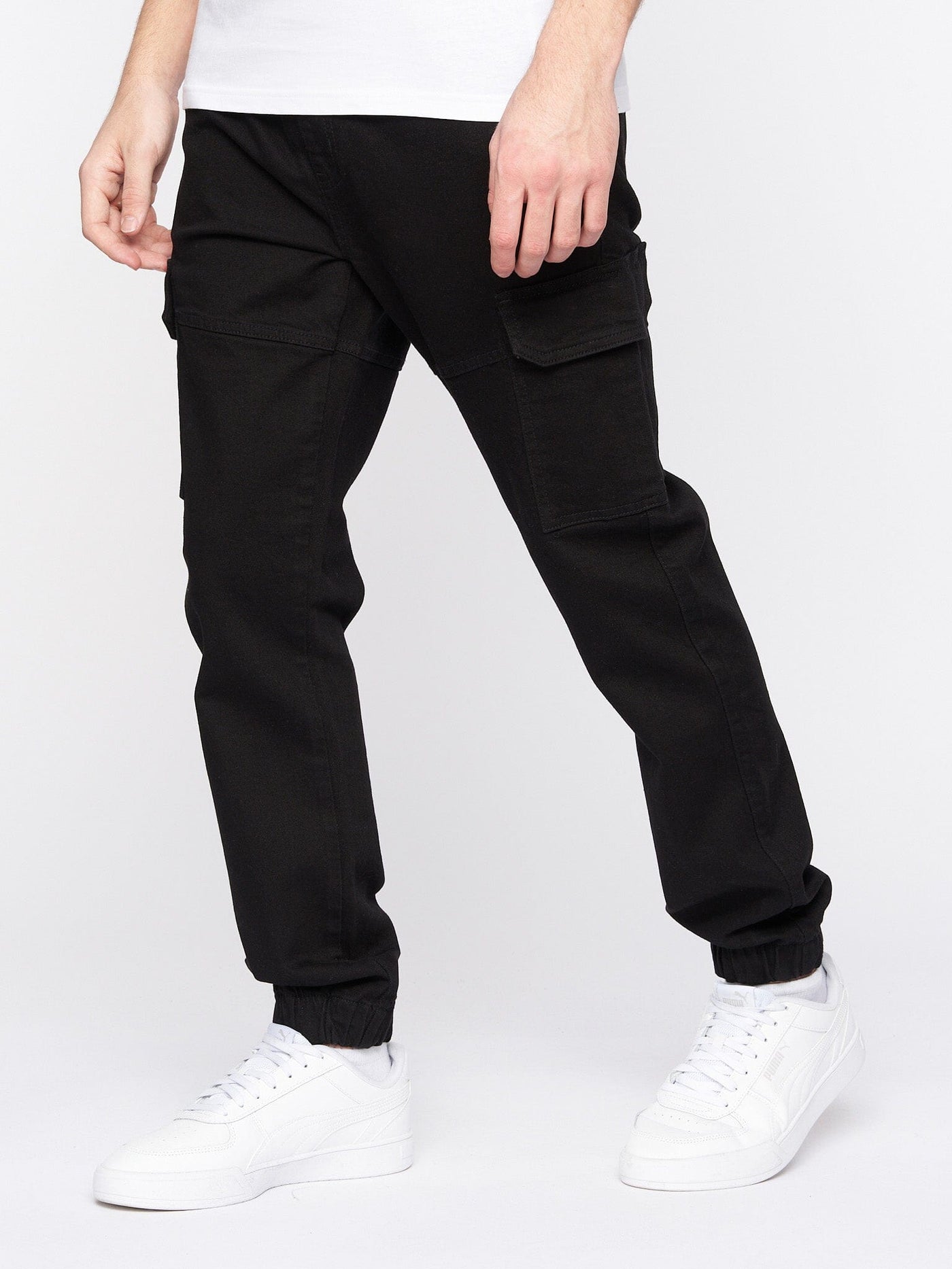 Malimore Cargo Cuff Jeans Solid Black