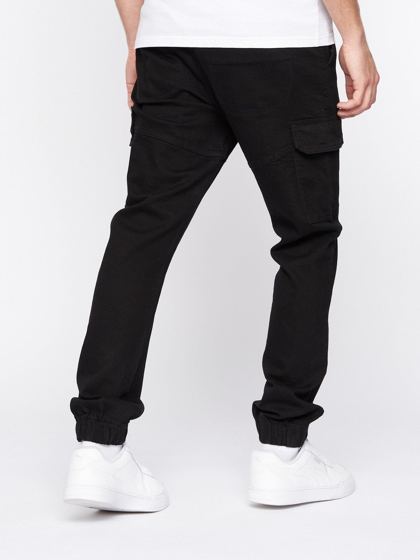 Malimore Cargo Cuff Jeans Solid Black