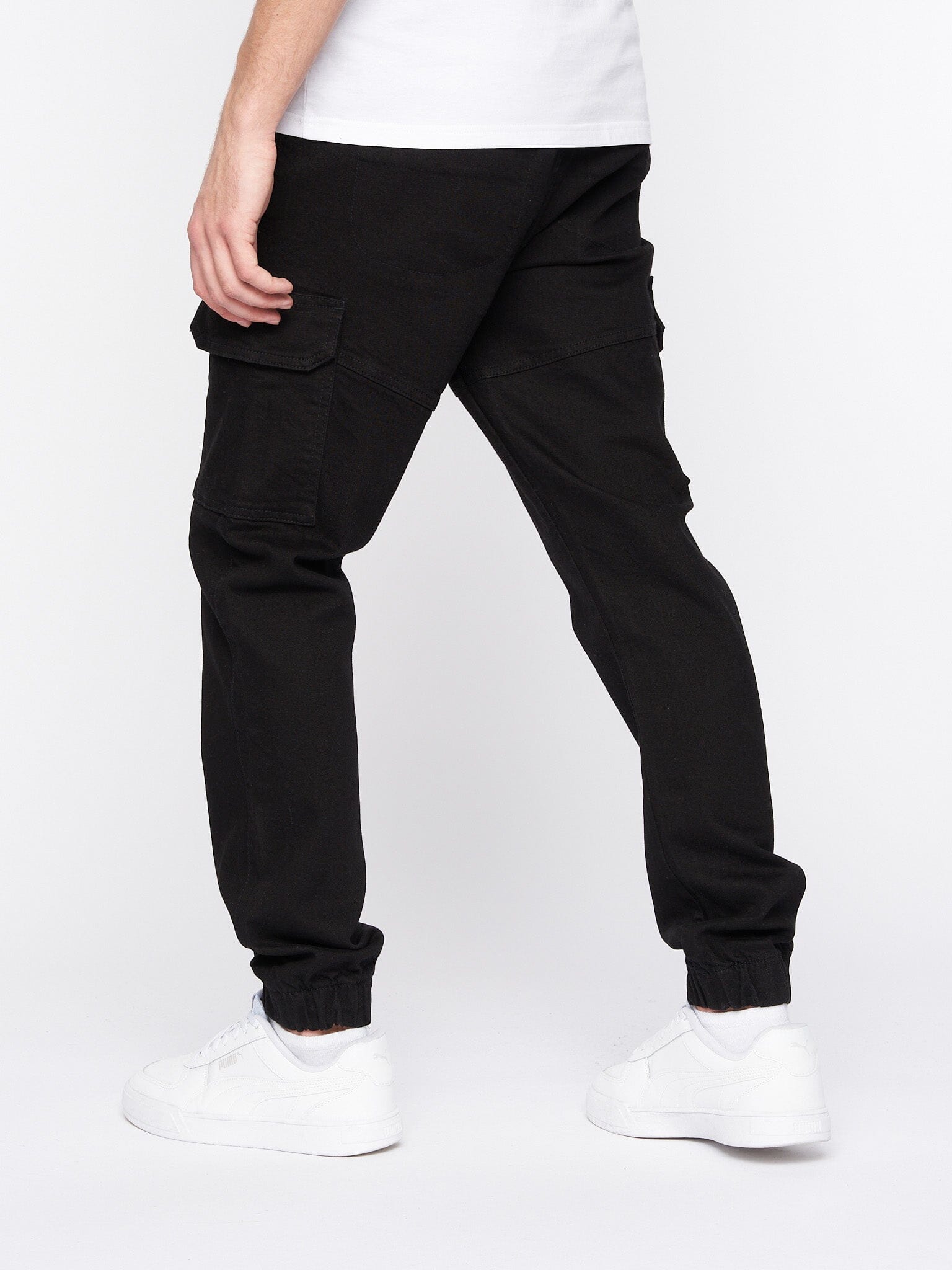 Malimore Cargo Cuff Jeans Solid Black