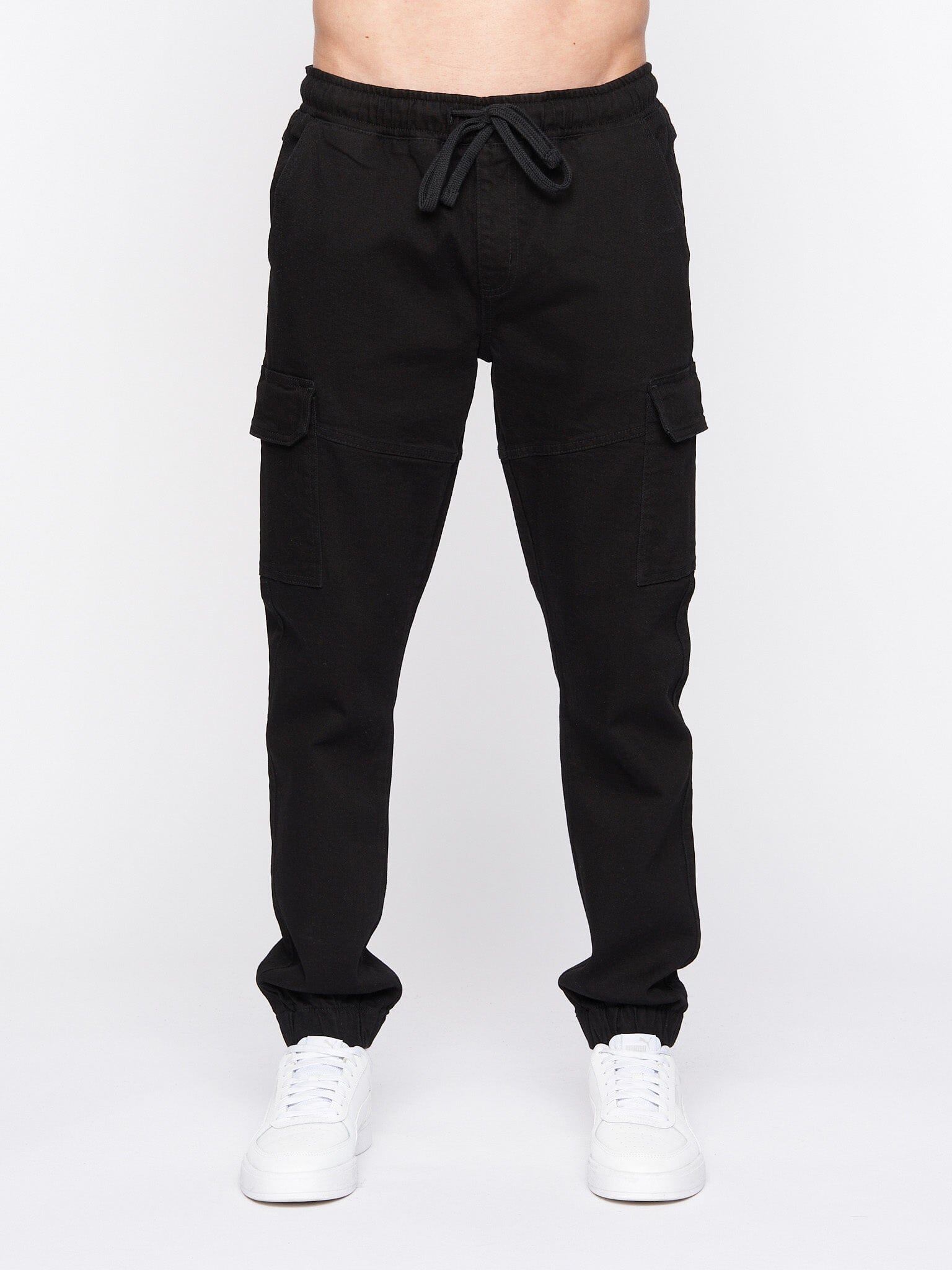 Malimore Cargo Cuff Jeans Solid Black