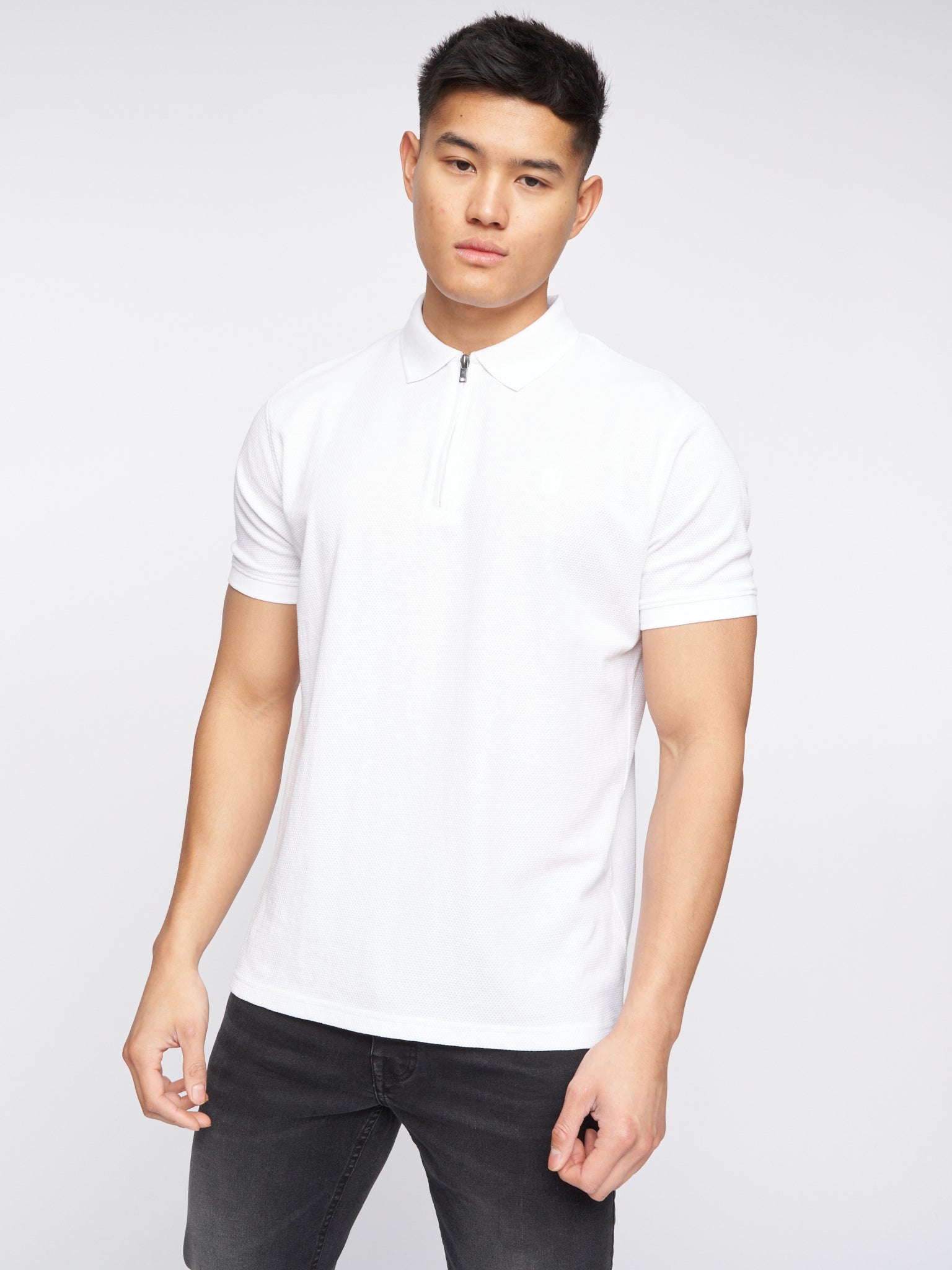 Telepart Zip Polo White