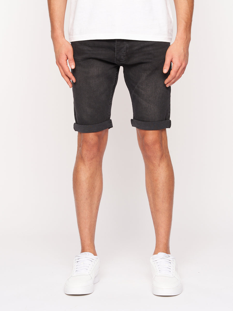 Crosshatch Mens Tadcaster Denim Shorts Black