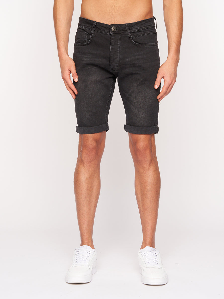 Crosshatch Mens Tadcaster Denim Shorts Black