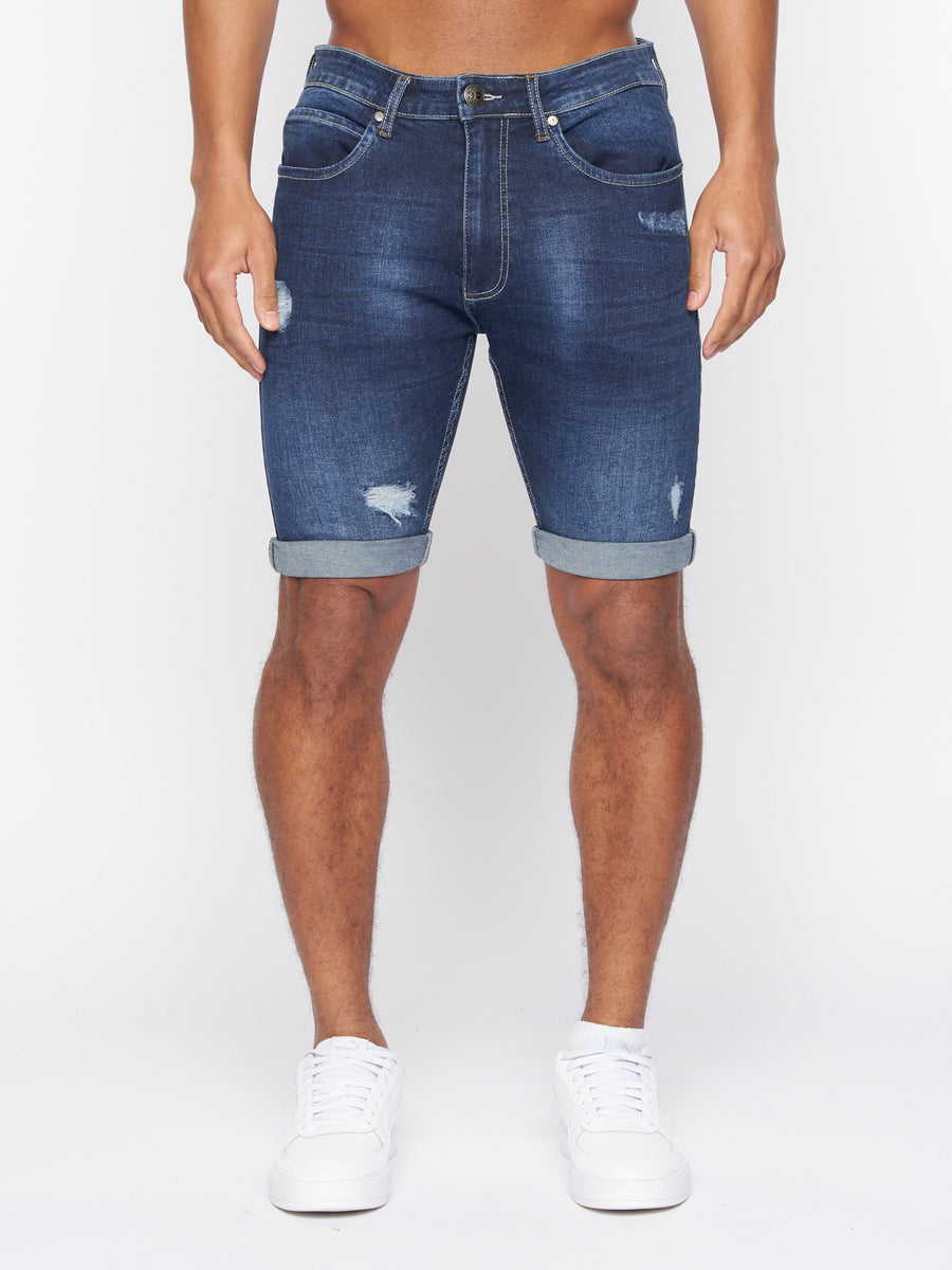 Riptrey Abraised Denim Shorts Dark Wash