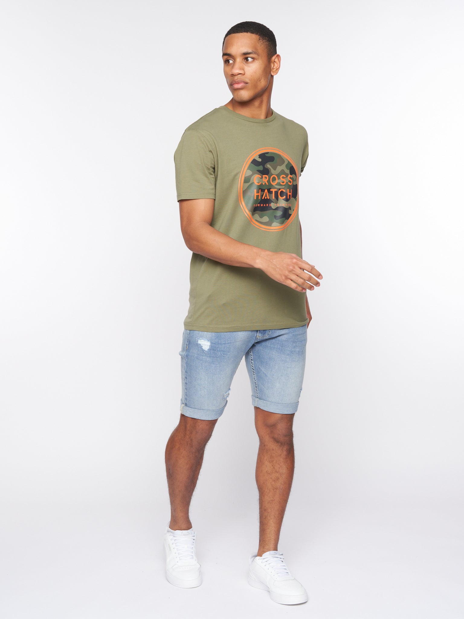 Riptrey Abraised Denim Shorts Light Wash