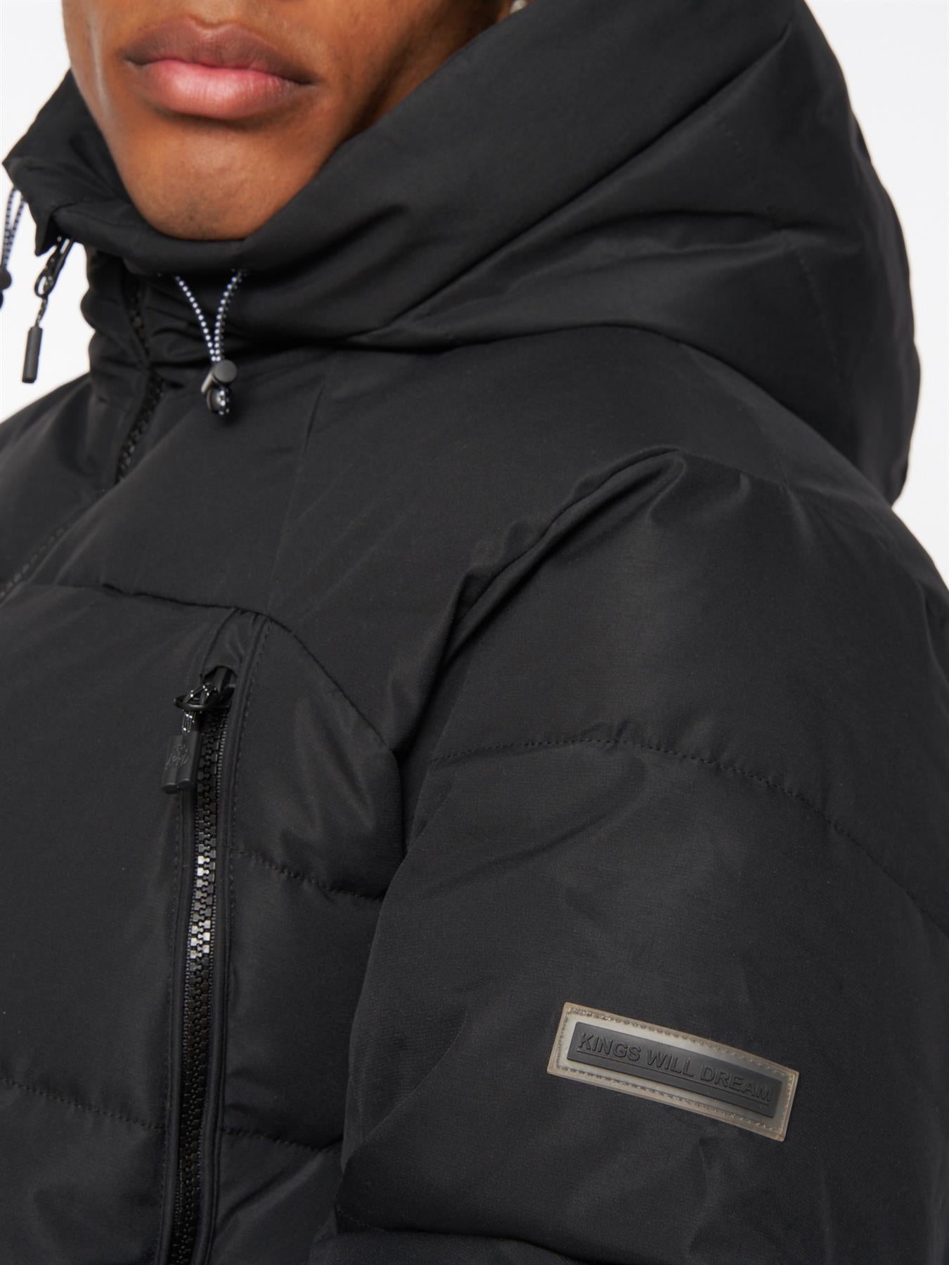 Colton Long Puffer Jacket Jet Black