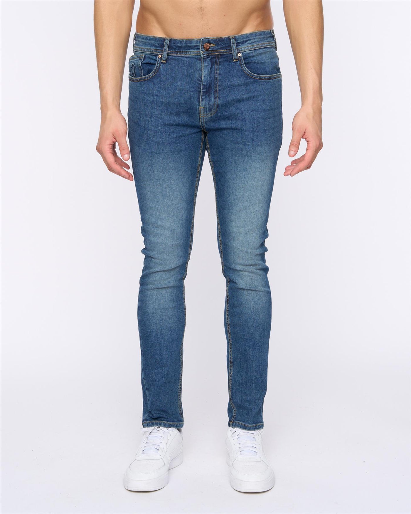 Mens Overburg Tapered Jeans Mid Wash