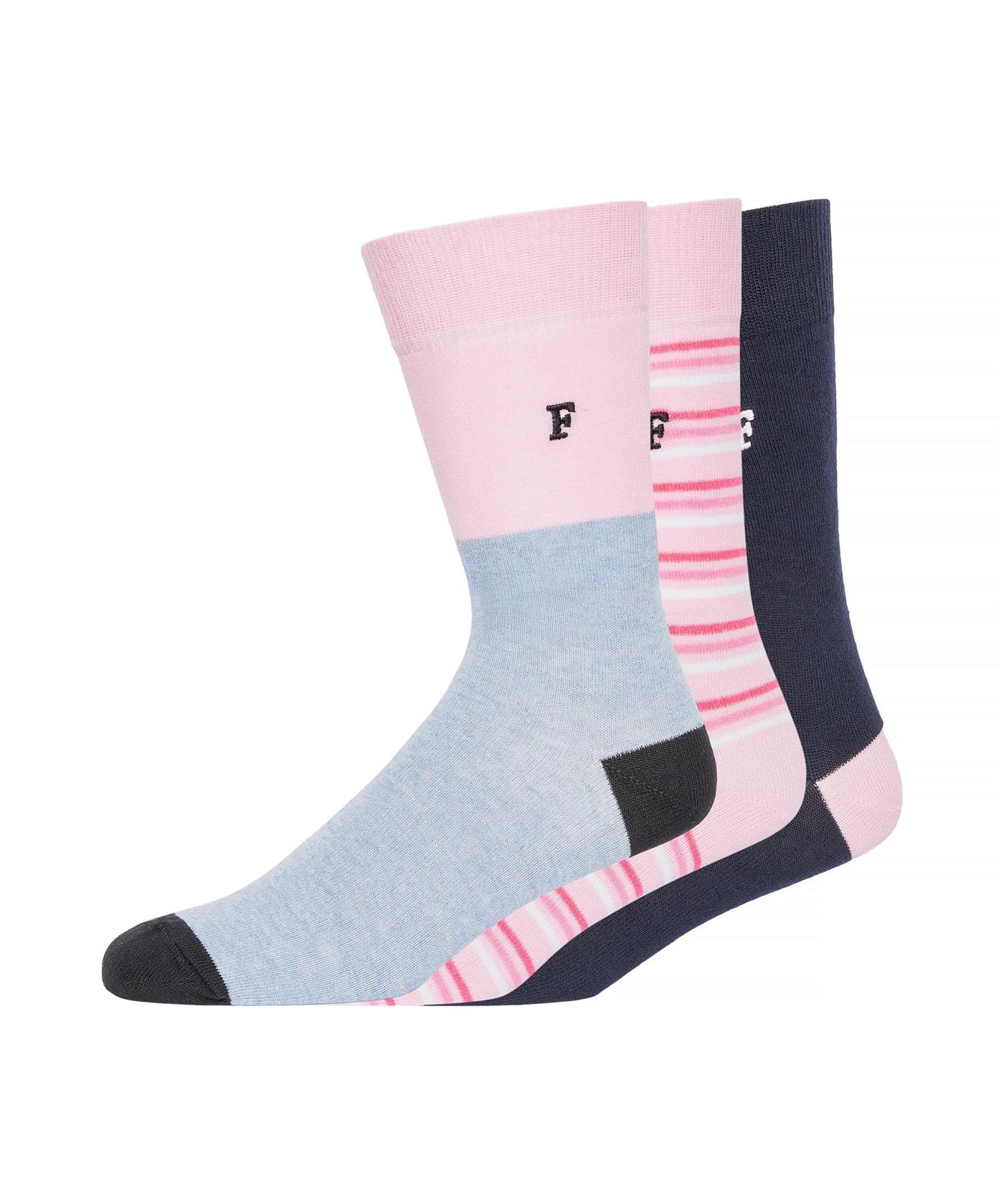 Mens Waterfall Socks 3pk Pink Multi