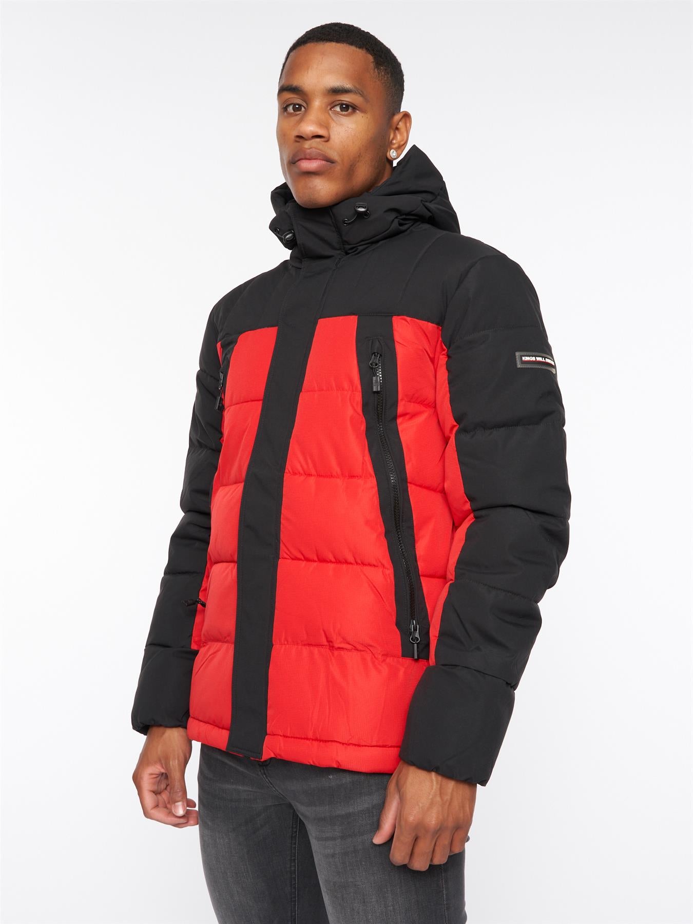 Deyton Short Puffer Jacket Black / Red