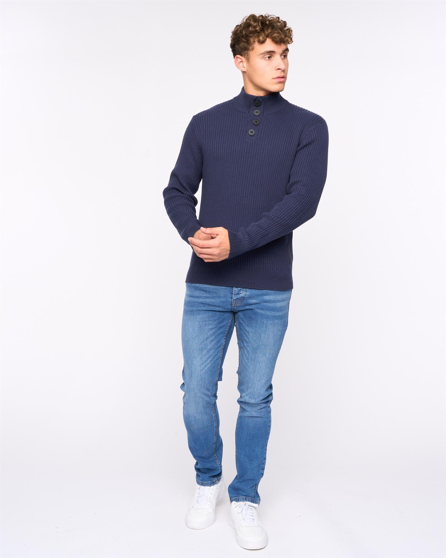 Mens Wellburys Chunky Knit Navy