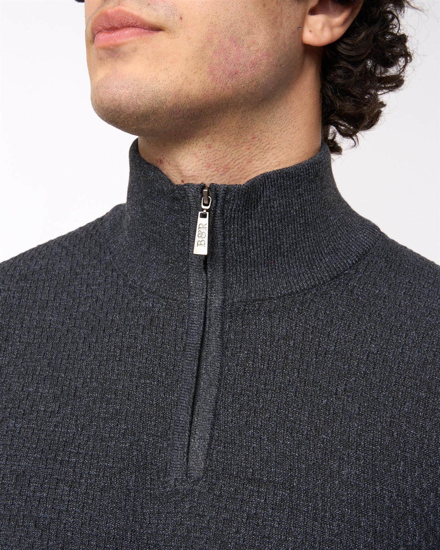 Mens Seymour Funnel Neck Knit Black Marl