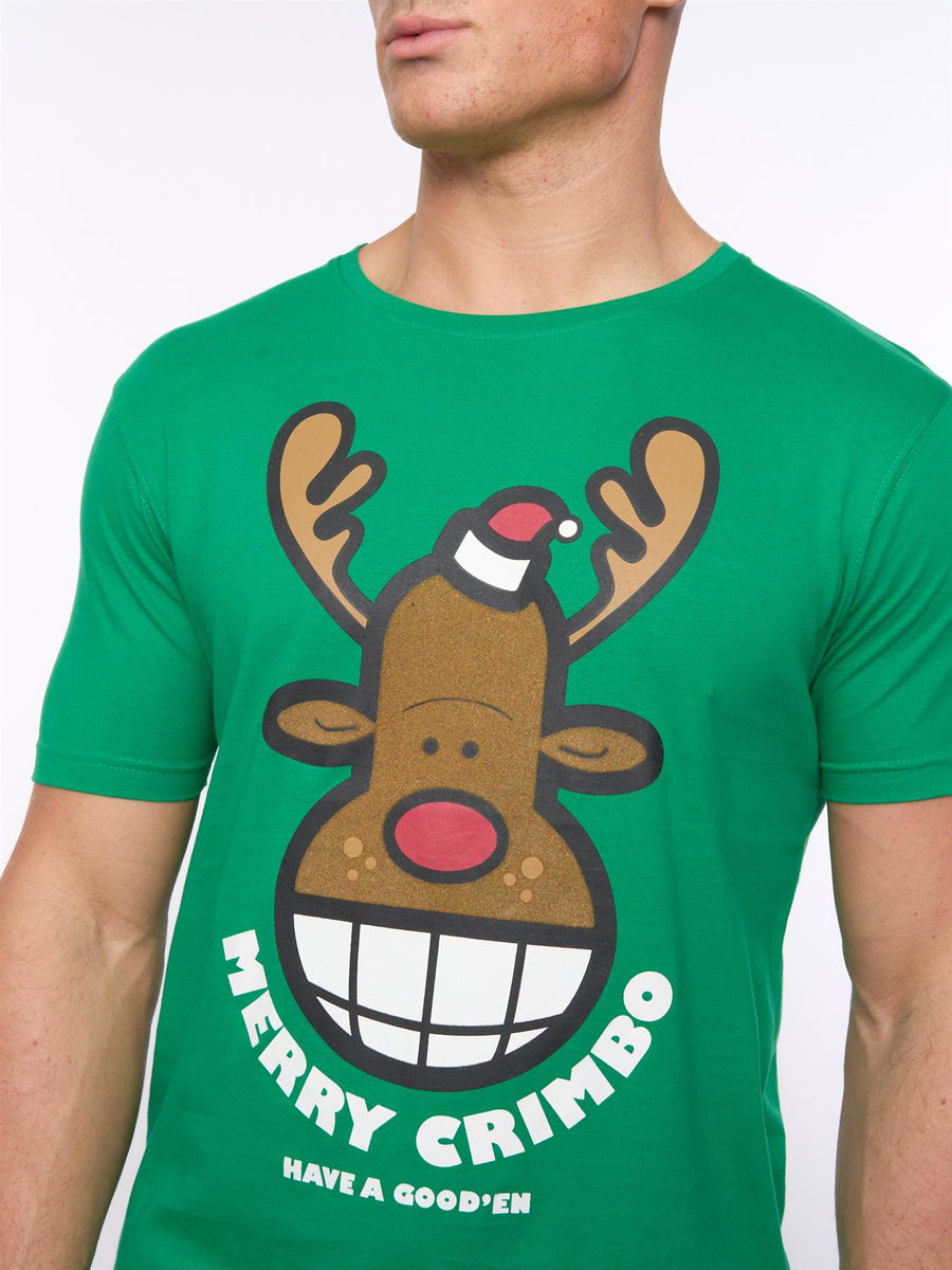 Mens Xplicit Rednose Xmas T-Shirt Jolly Green