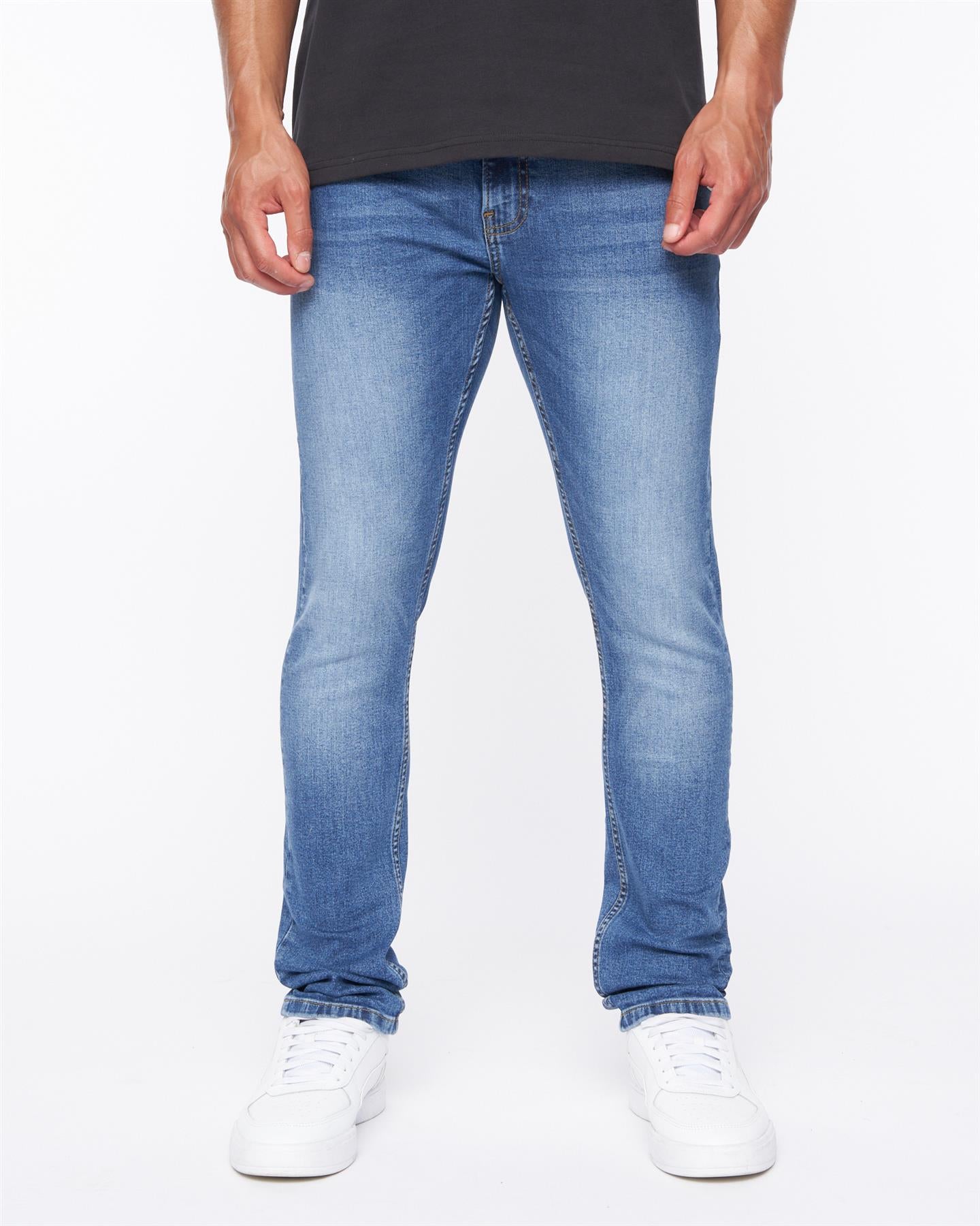 Mens Doves Slim Fit Jeans Mid Wash