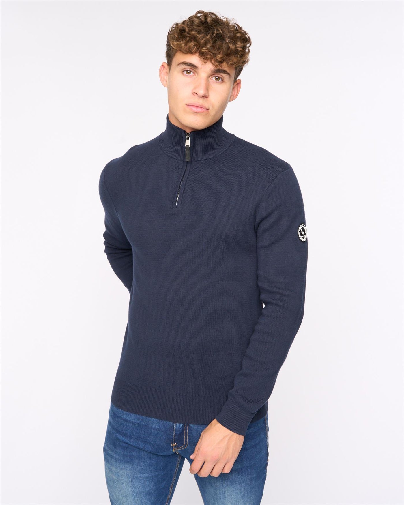 Mens  Kempsford Funnel Neck Knit Navy