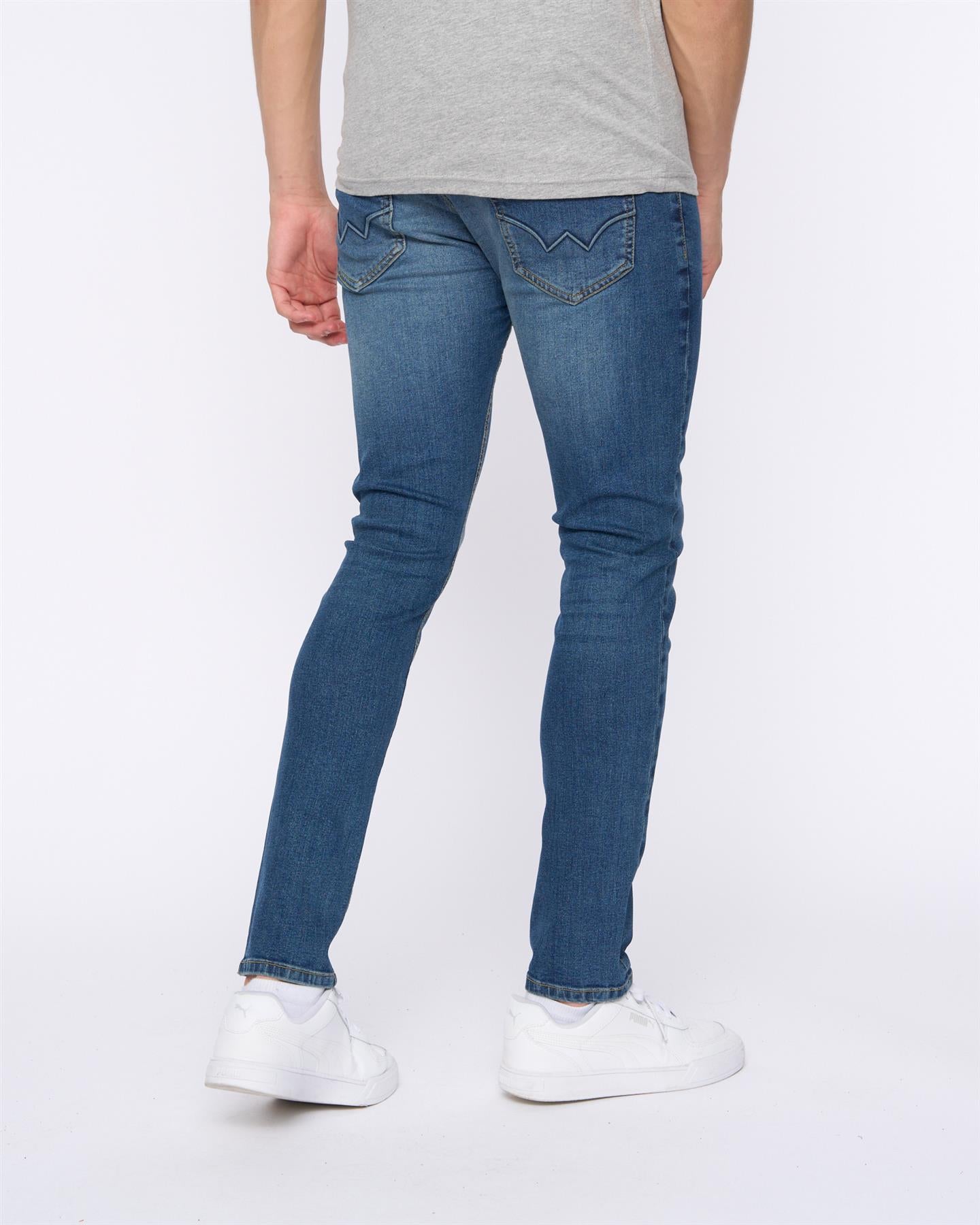 Mens Overburg Tapered Jeans Mid Wash