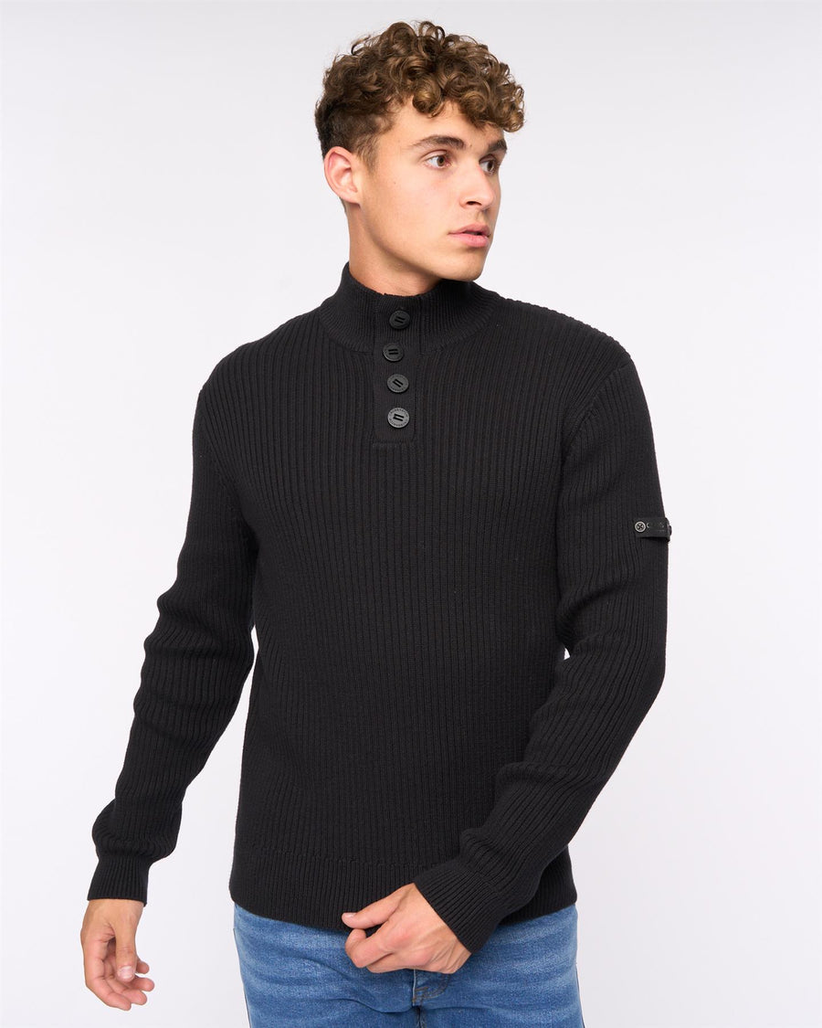 Mens Wellburys Chunky Knit Black