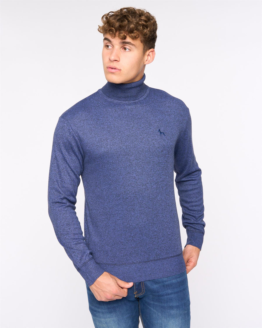 Mens  Cliveden Turtle Neck Knit Denim Marl