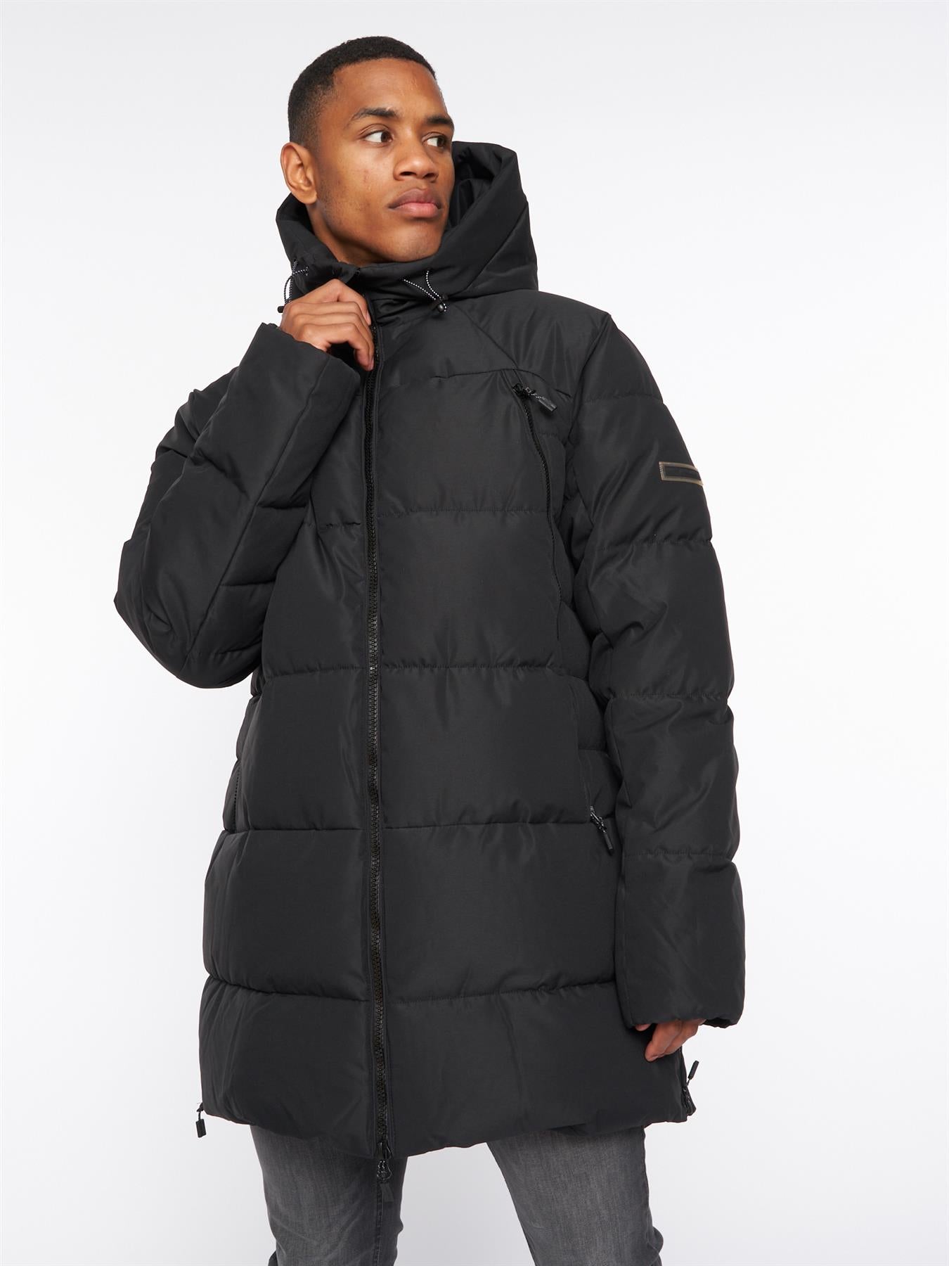 Colton Long Puffer Jacket Jet Black