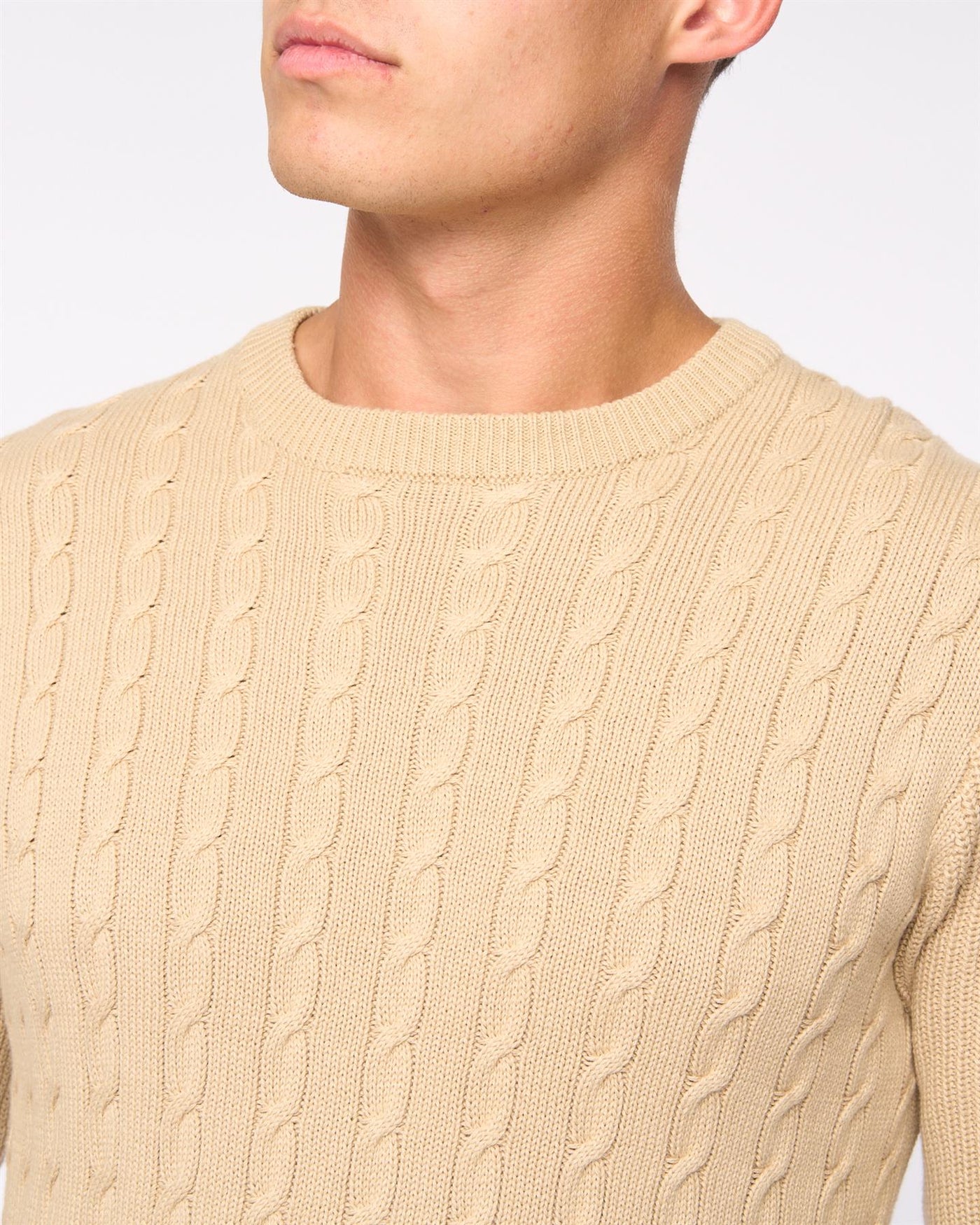 Mens Kabstars Cable Knit Wheat