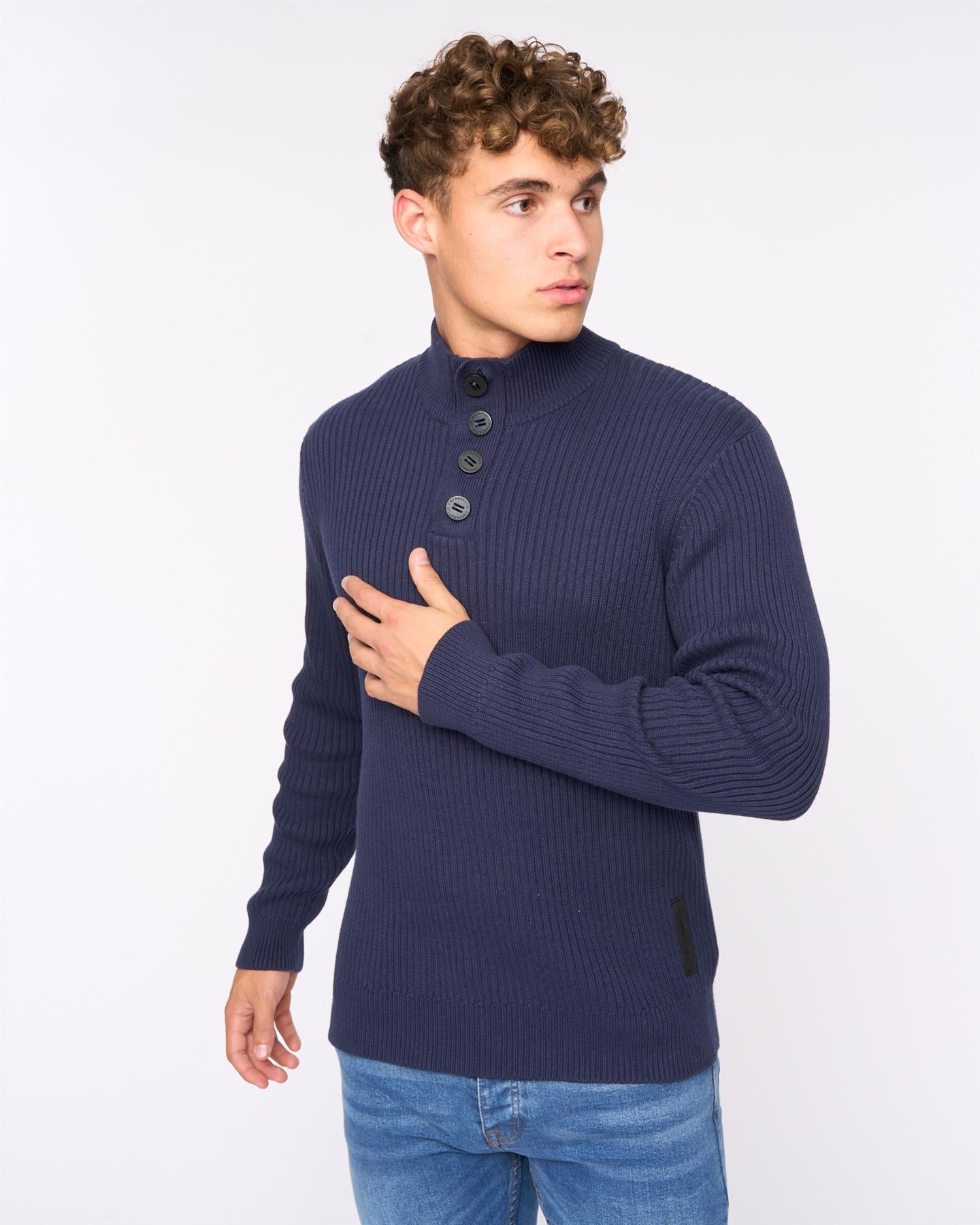 Mens Wellburys Chunky Knit Navy