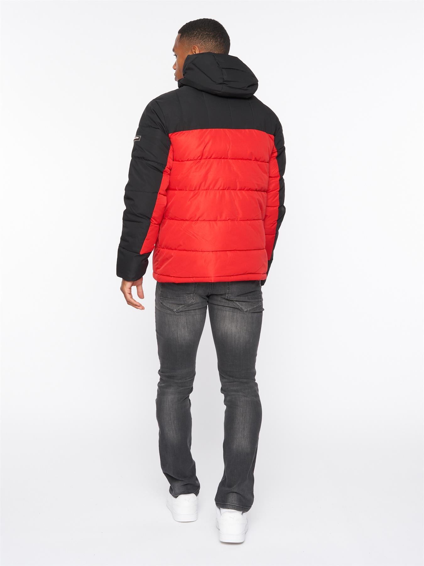 Deyton Short Puffer Jacket Black / Red